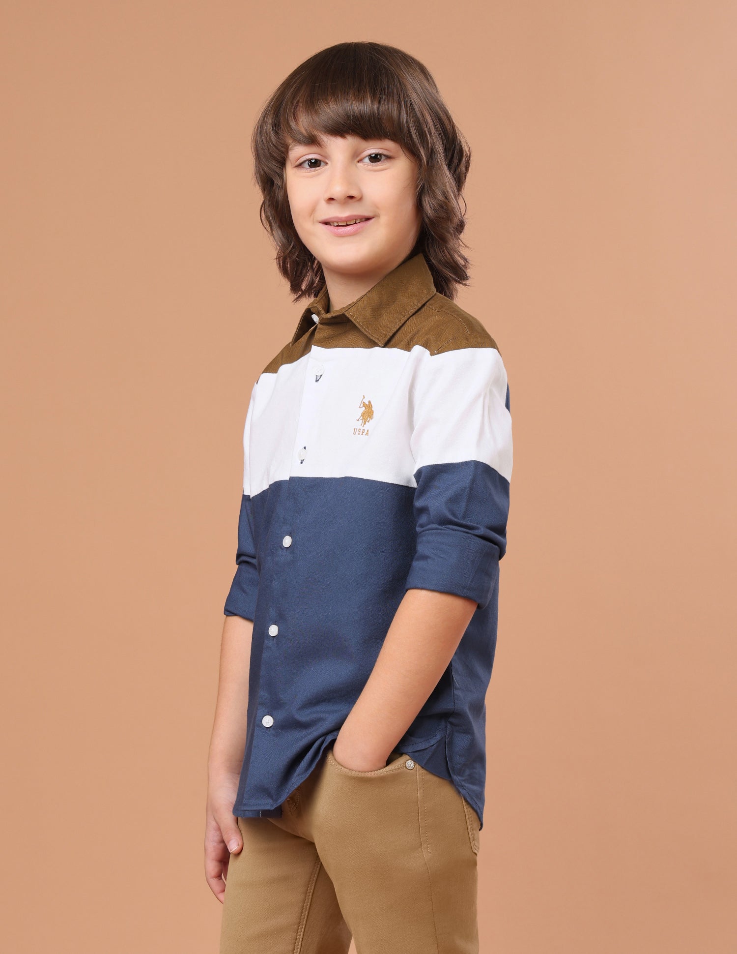 Colourblocked Twill Shirt Teal - U.S. Polo Assn. India | Large
