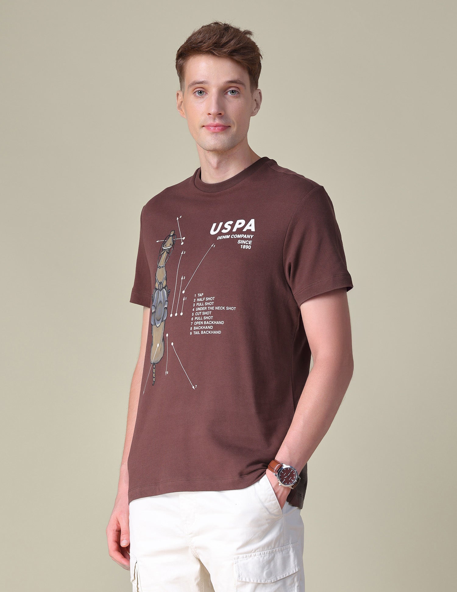 Graphic Brand Printed Relaxed Fit T-Shirt Choco - U.S. POLO ASSN. | Large
