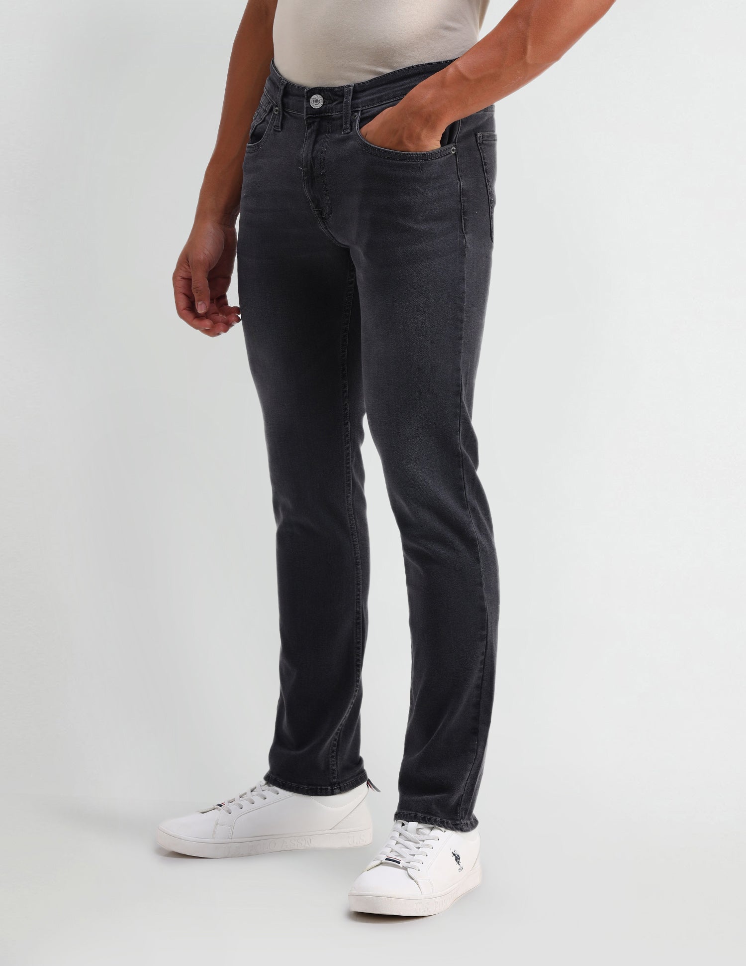Brandon Slim Tapered Fit Grey Jeans Grey - U.S. Polo Assn. India | Large