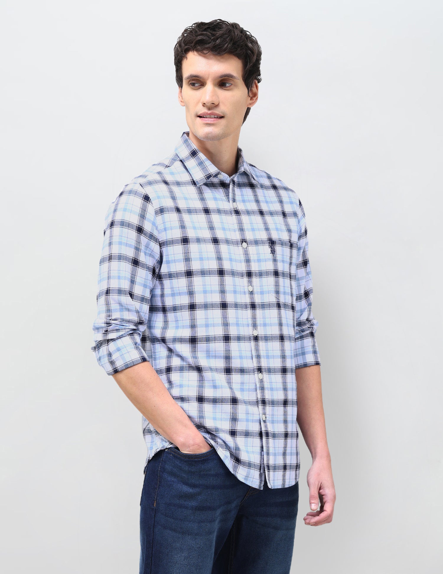 Oxford Tailored Fit Shirt Navy - U.S. Polo Assn. India | Large