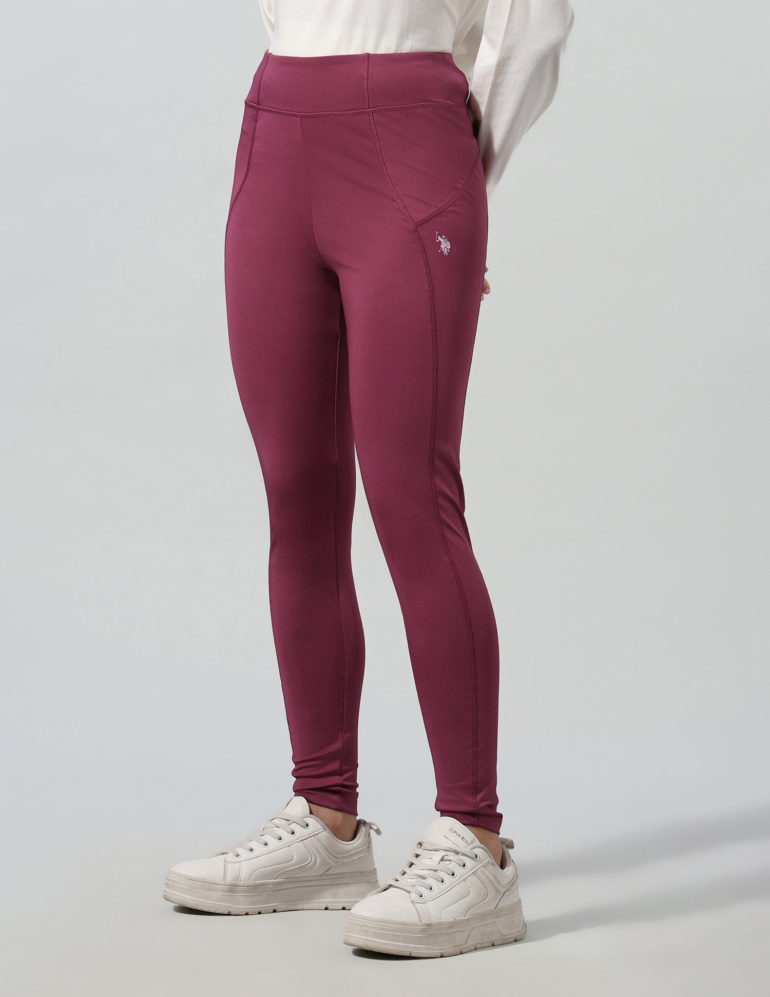 High Rise Solid Leggings Wine - U.S. Polo Assn. India | Large