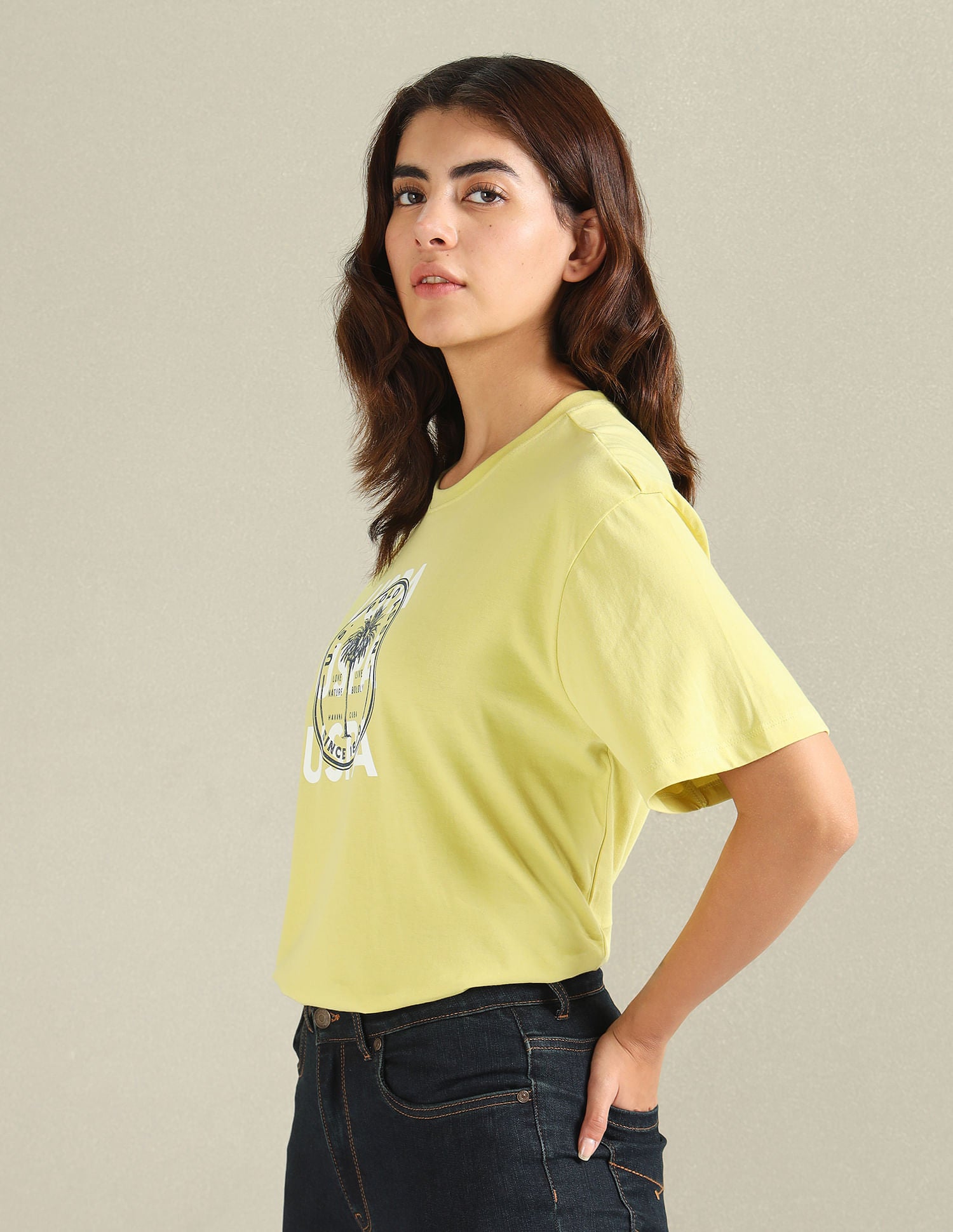 Pure Cotton Boyfriend T-Shirt Yellow - U.S. POLO ASSN. | Large