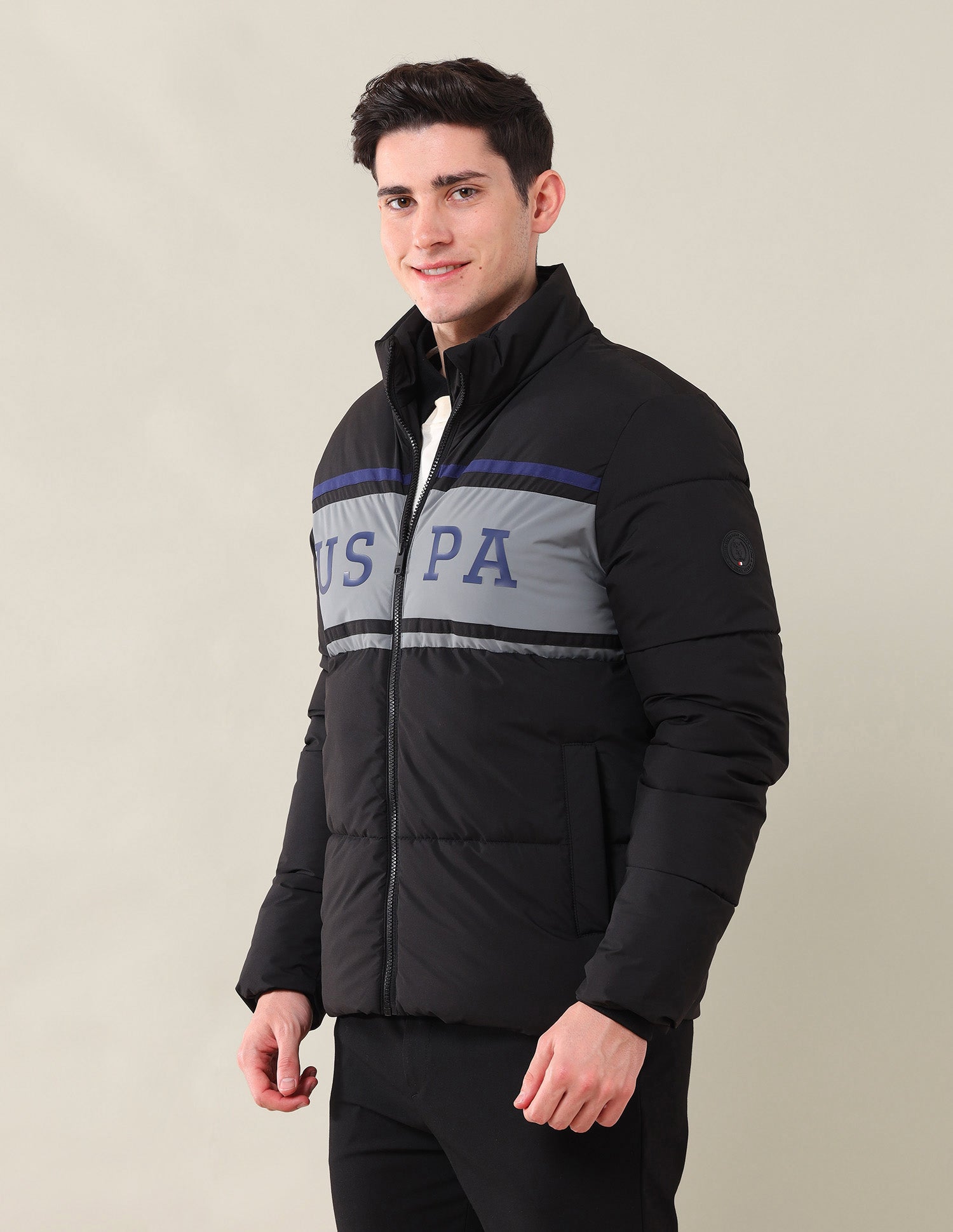 Colourblocked Puffer Jacket Black - U.S. Polo Assn. India | Large