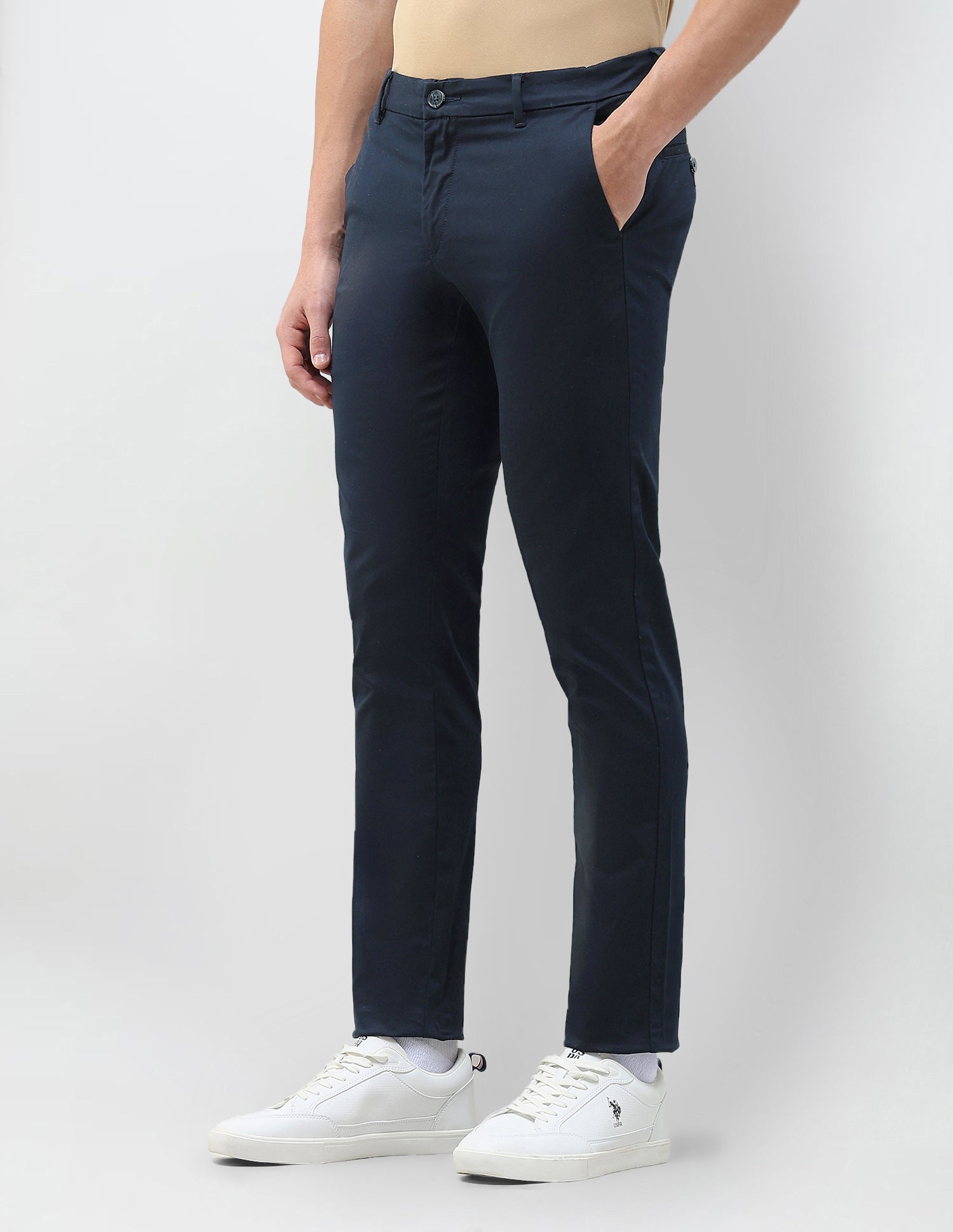 Austin Slim Fit Dobby Trousers Navy - U.S. Polo Assn. India | Large