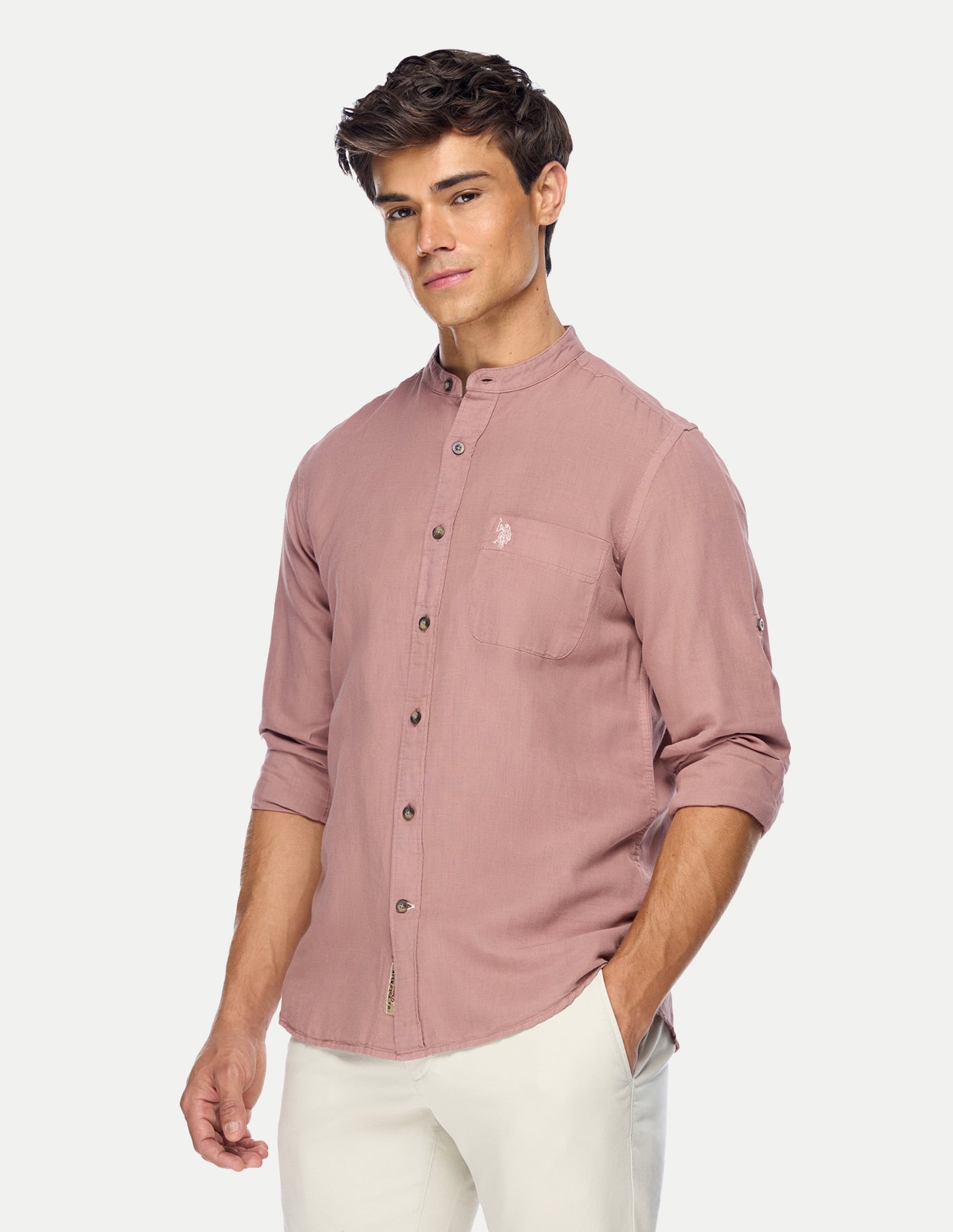 Dyed Linen Shirt Dusty Rose - U.S. Polo Assn. India | Large