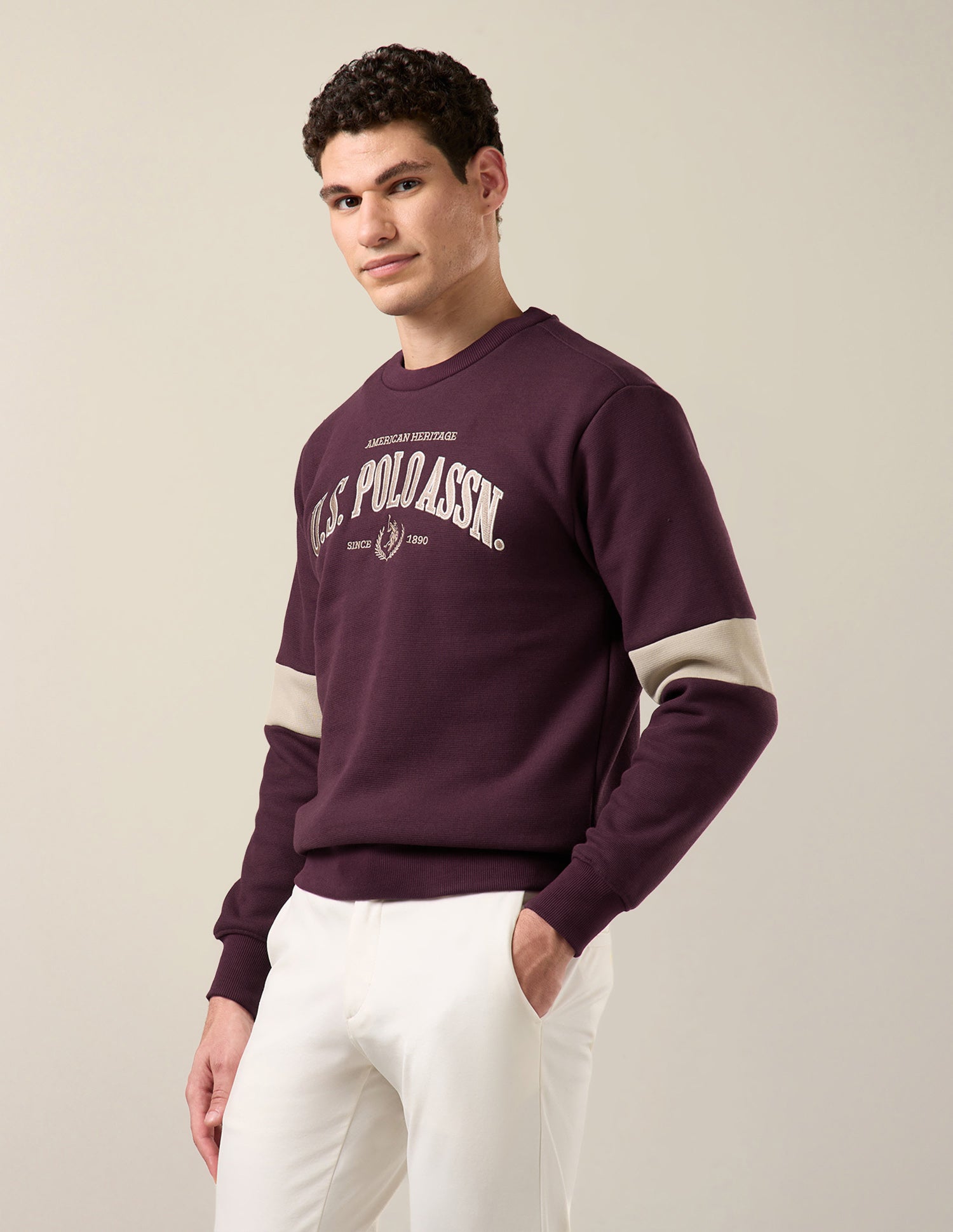 Brand Applique Slim Fit Sweatshirt Maroon - U.S. Polo Assn. India | Large