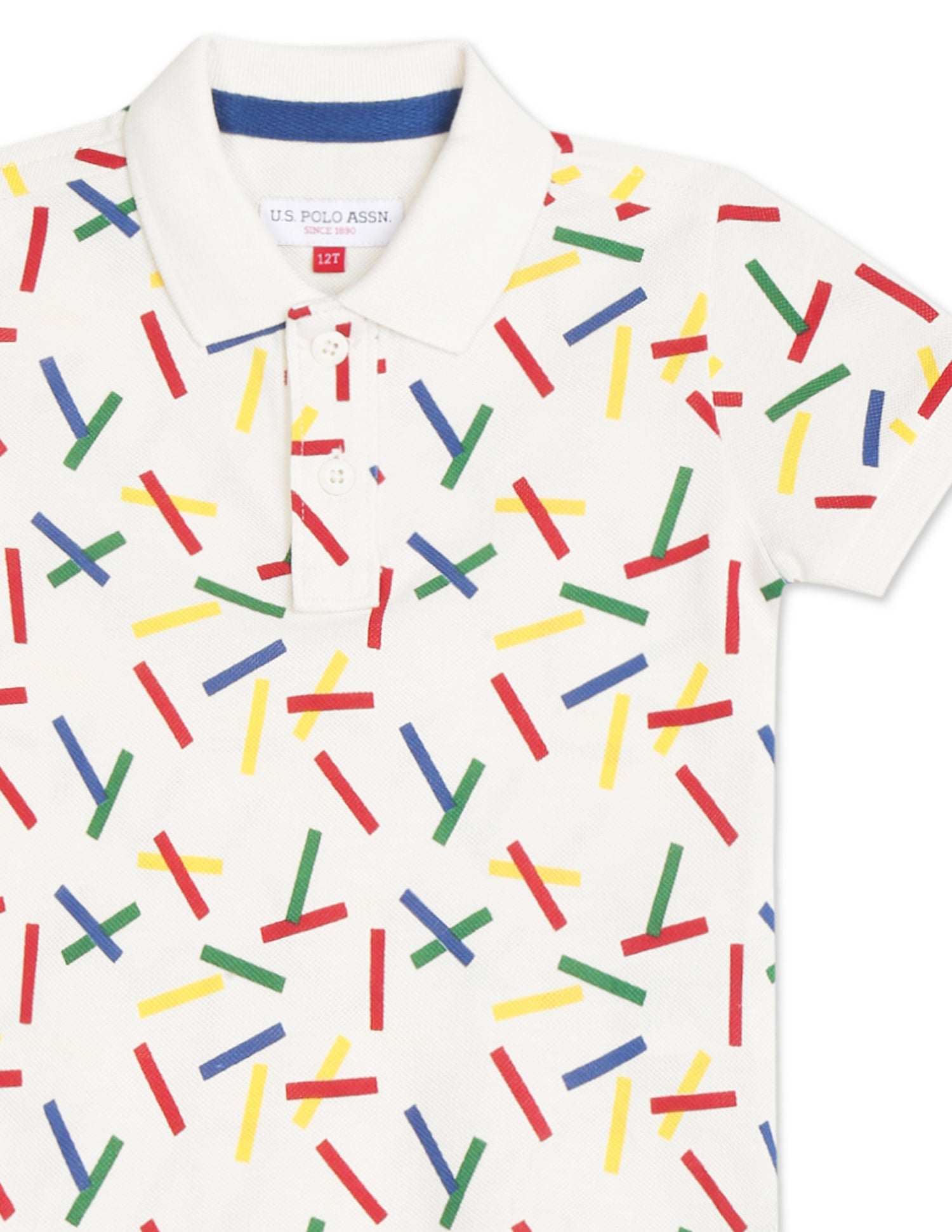 Boys White Pique Printed Polo Shirt White - U.S. POLO ASSN. | Large