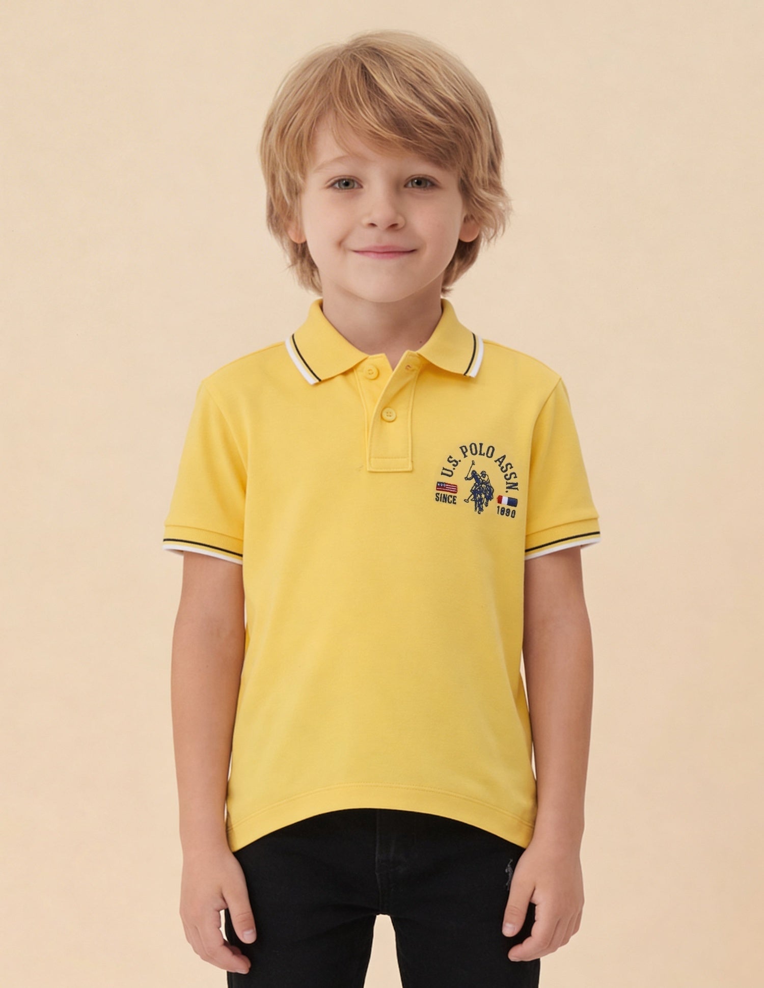 Graphic Brand Printed Regular Fit Polo Shirt Light Yellow - U.S. Polo Assn. India | Large