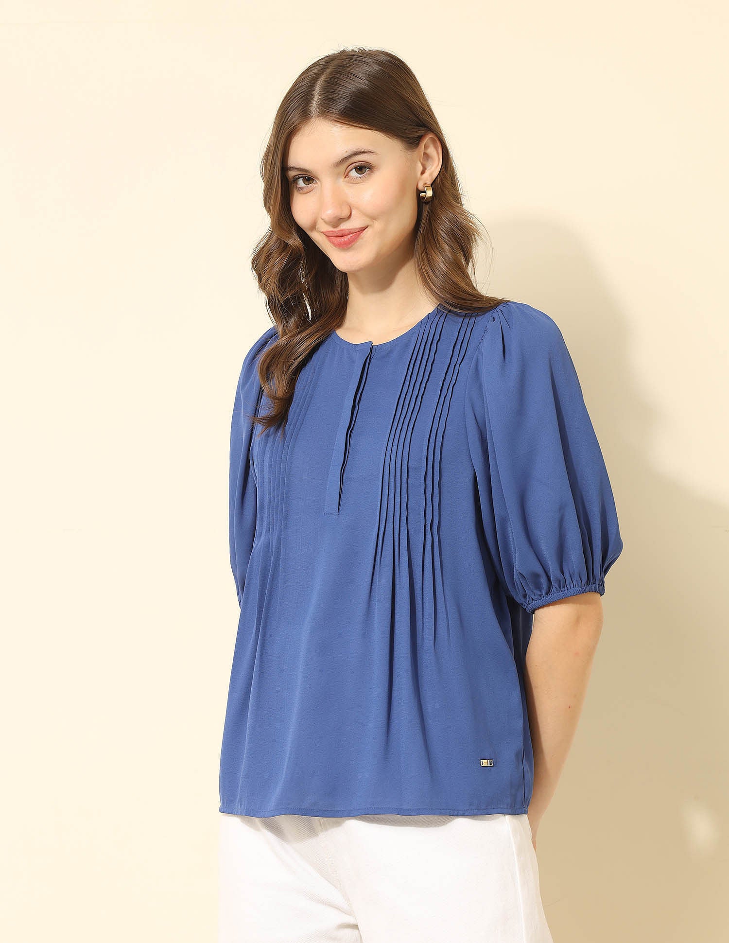 Pintuck Yoke Top Blue - U.S. POLO ASSN. | Large