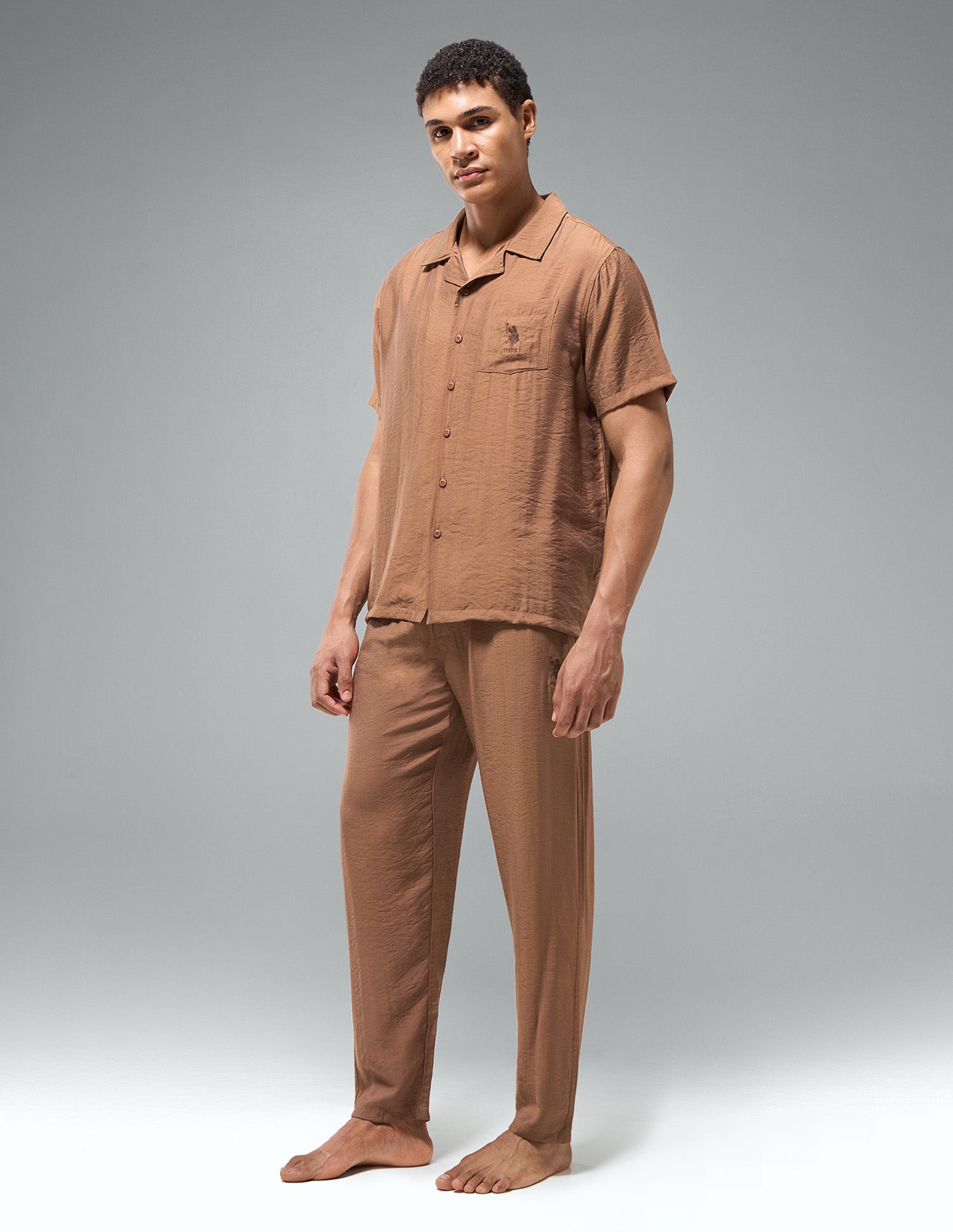 Crinkled Featherlight OESS02 Sleep Set Rust - U.S. Polo Assn. India | Large
