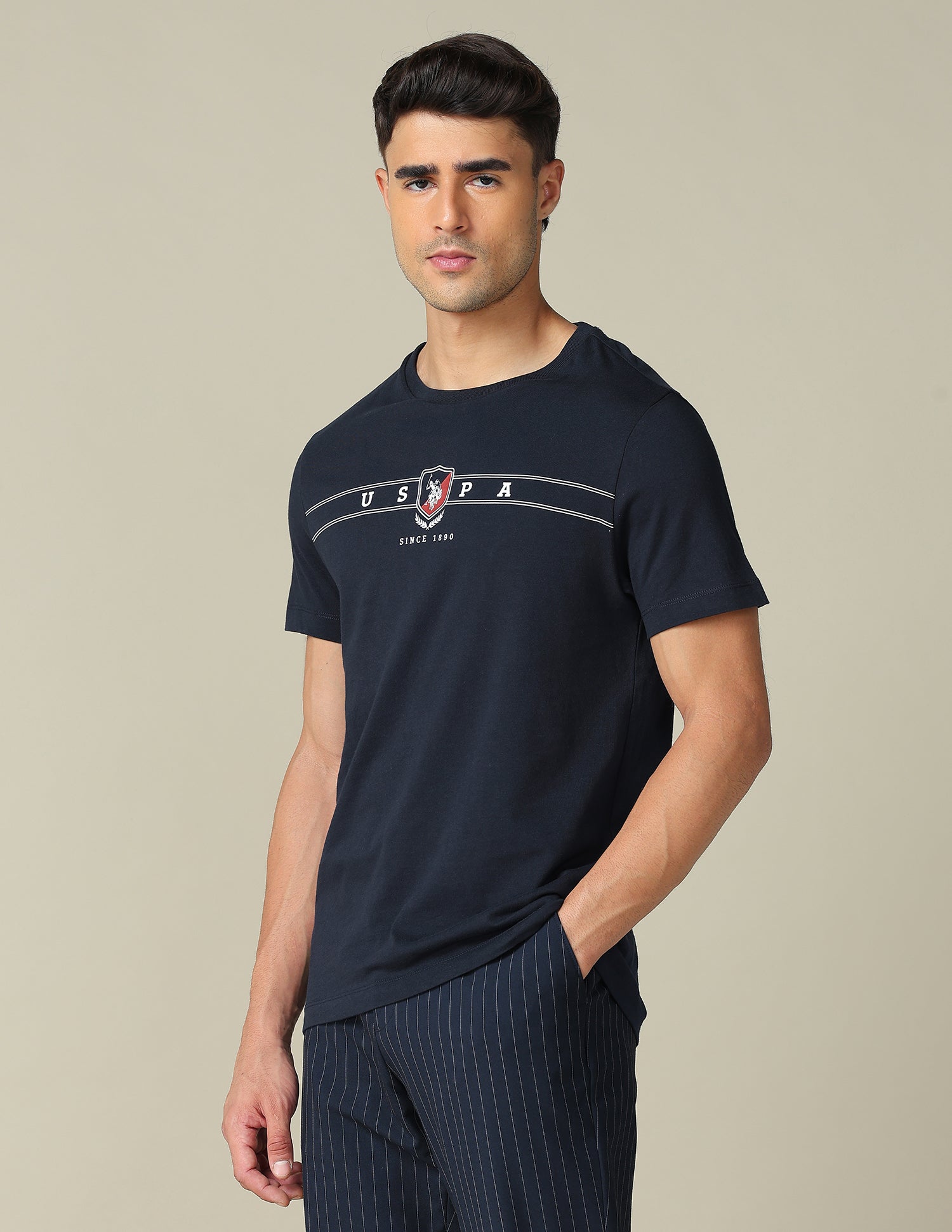 Brand Embossed Regular Fit T- Shirt Navy - U.S. POLO ASSN. | Large