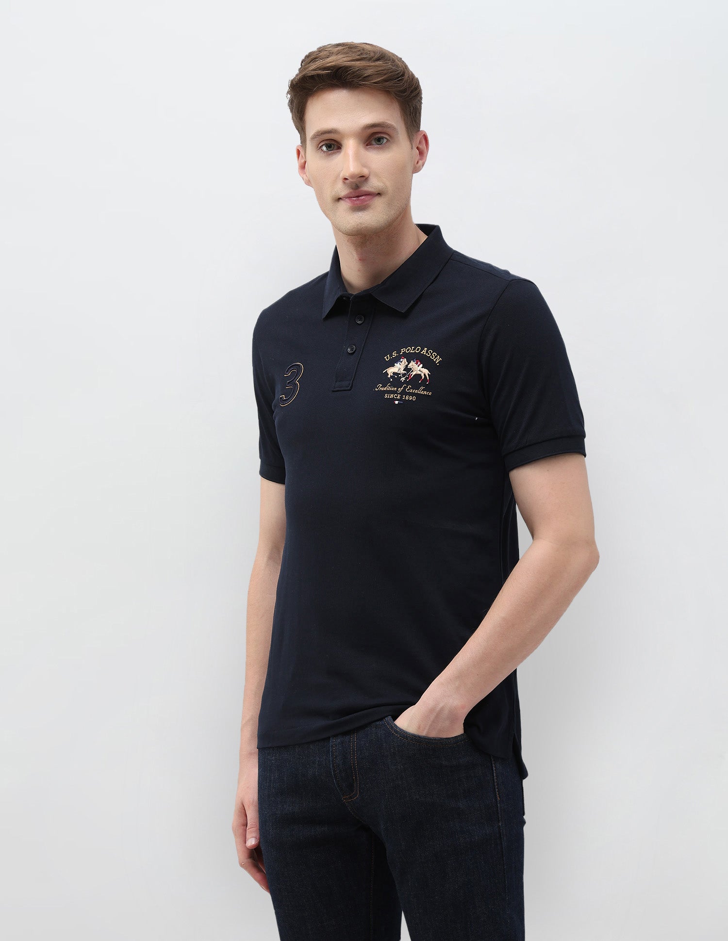 Numeric Brand Embroidered Regular Fit Polo Shirt Navy - U.S. Polo Assn. India | Large