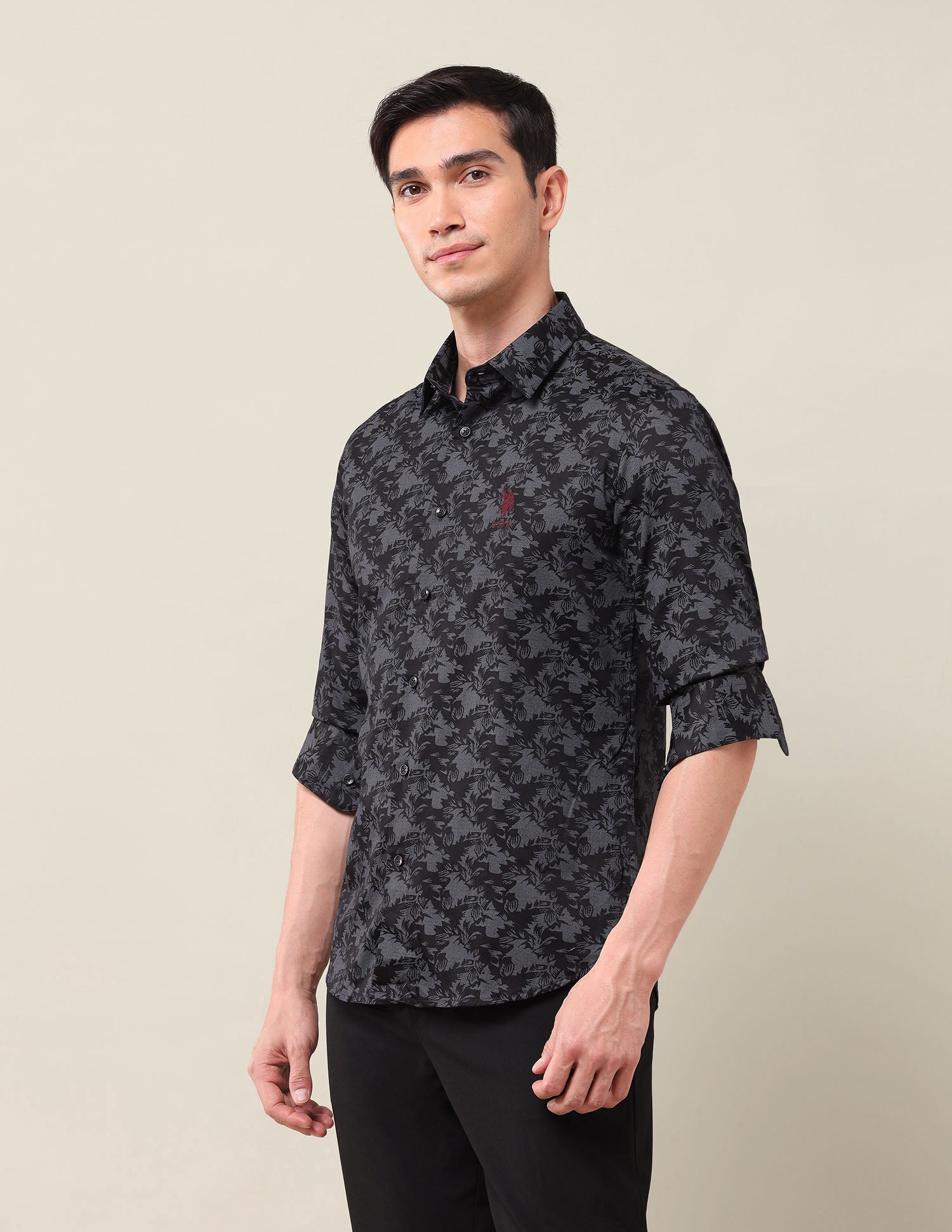 Tailored Fit Satin Shirt Navy - U.S. Polo Assn. India | Large