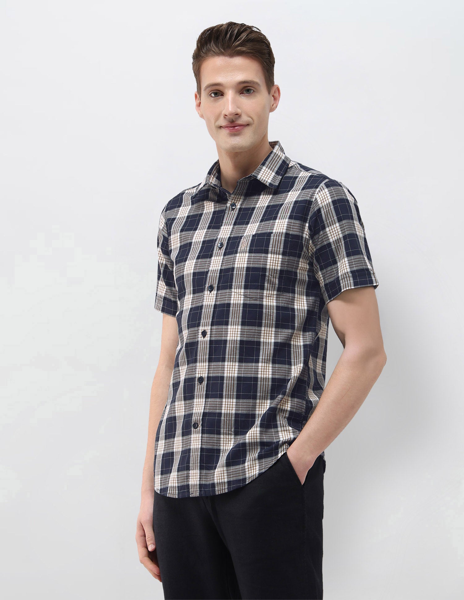 Plaid Checked Regular Fit Shirt Navy - U.S. Polo Assn. India | Large
