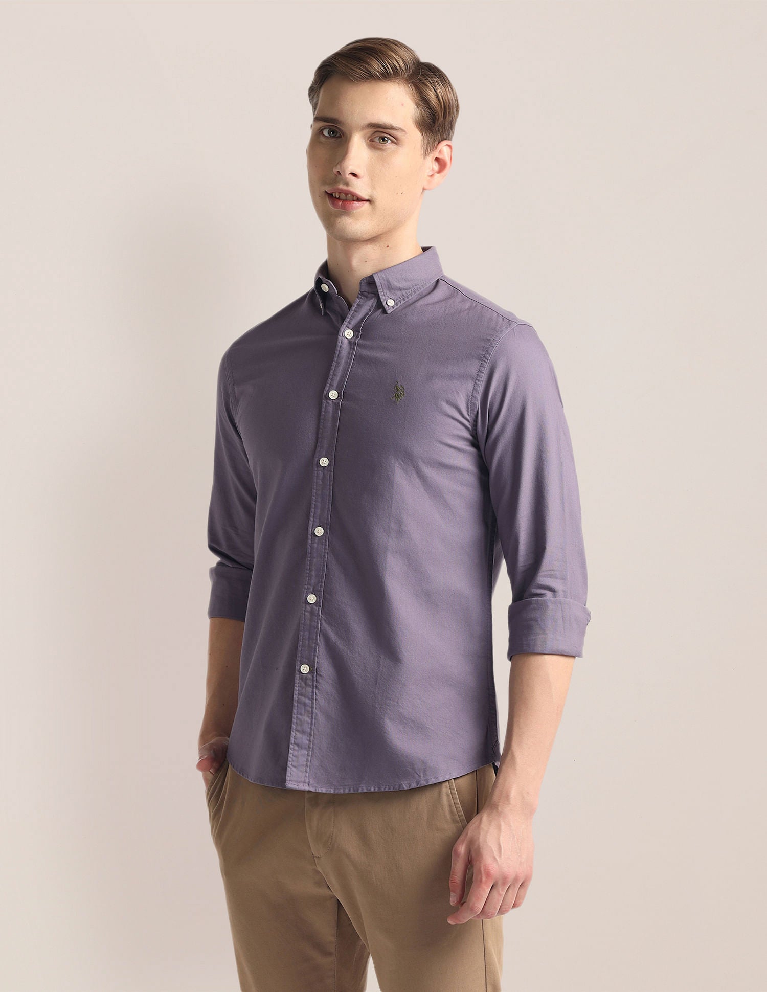 Solid Dobby Shirt Purple - U.S. Polo Assn. India | Large