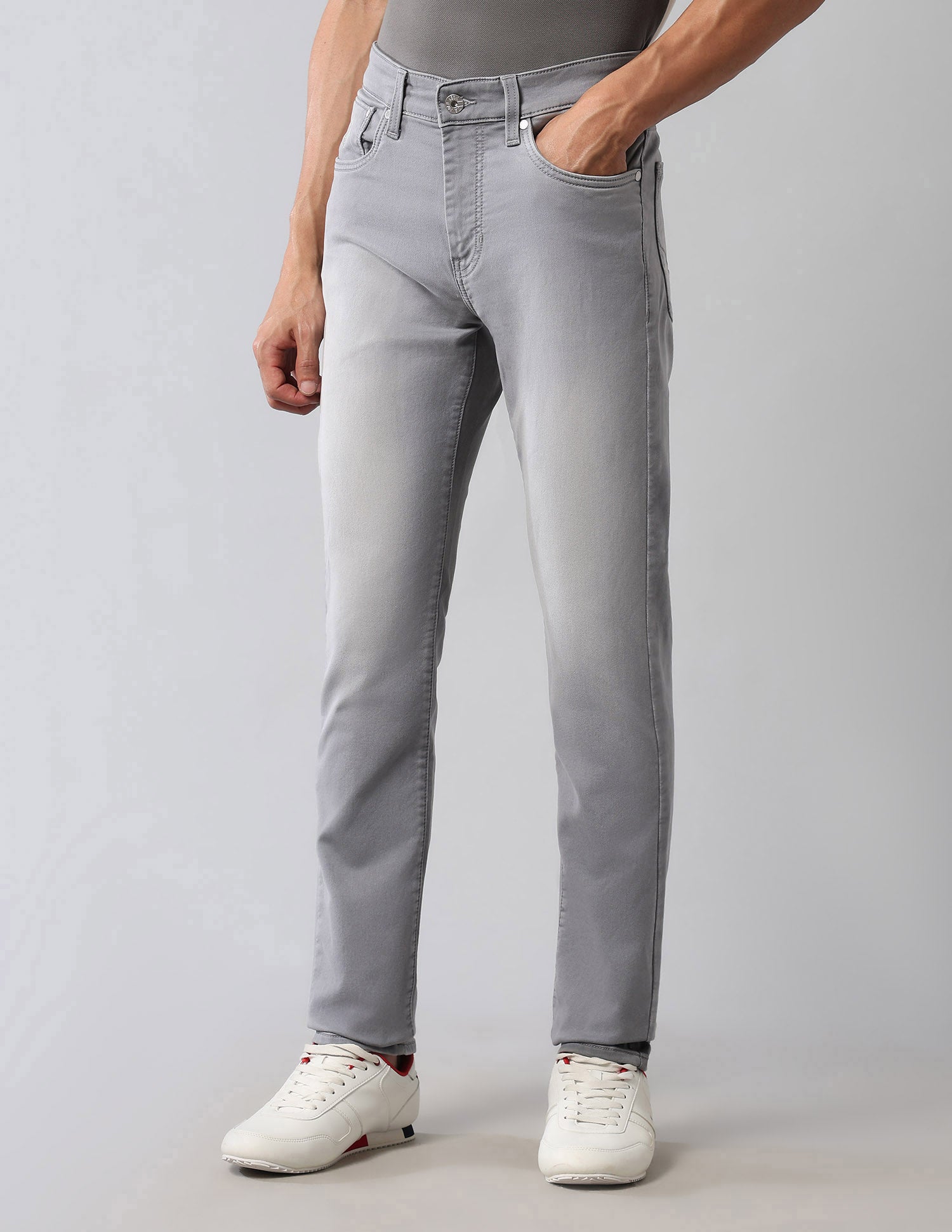 Regallo Skinny Fit Grey Ultra Soft Jeans Grey - U.S. Polo Assn. India | Large