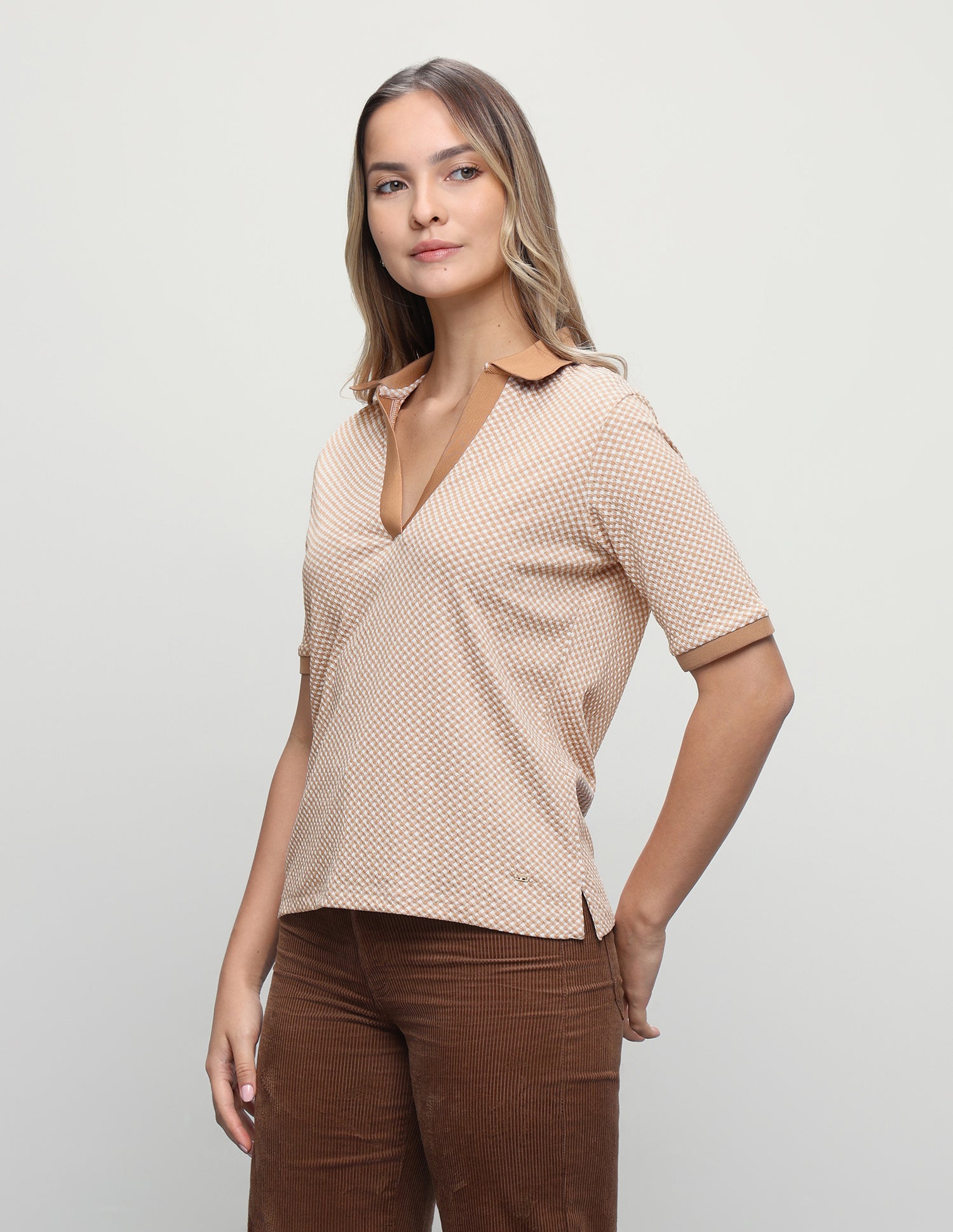 Geometric Printed Regular Fit Polo Shirt Beige - U.S. Polo Assn. India | Large