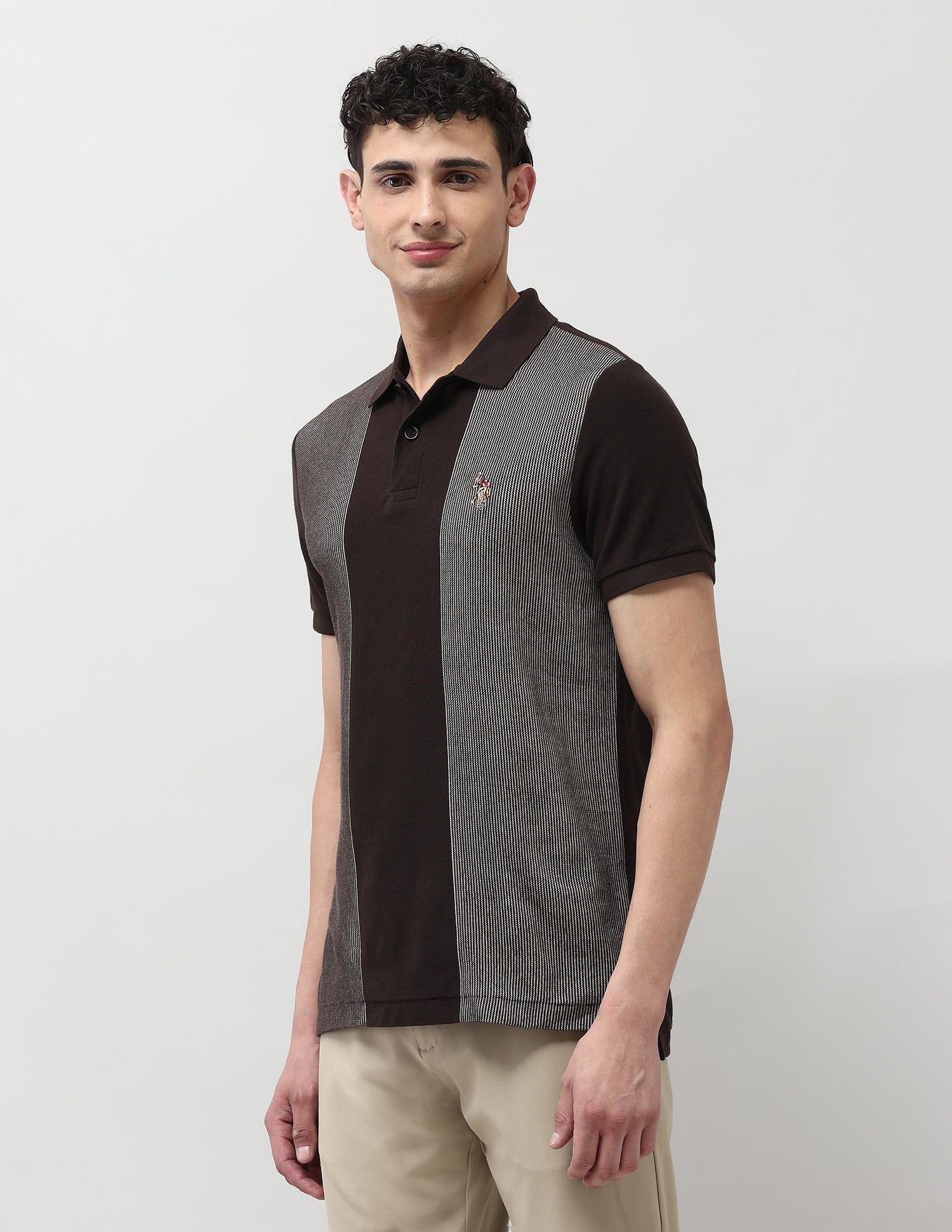 Pure Cotton Muscle Fit Polo Shirt Dark Brown - U.S. POLO ASSN. | Large
