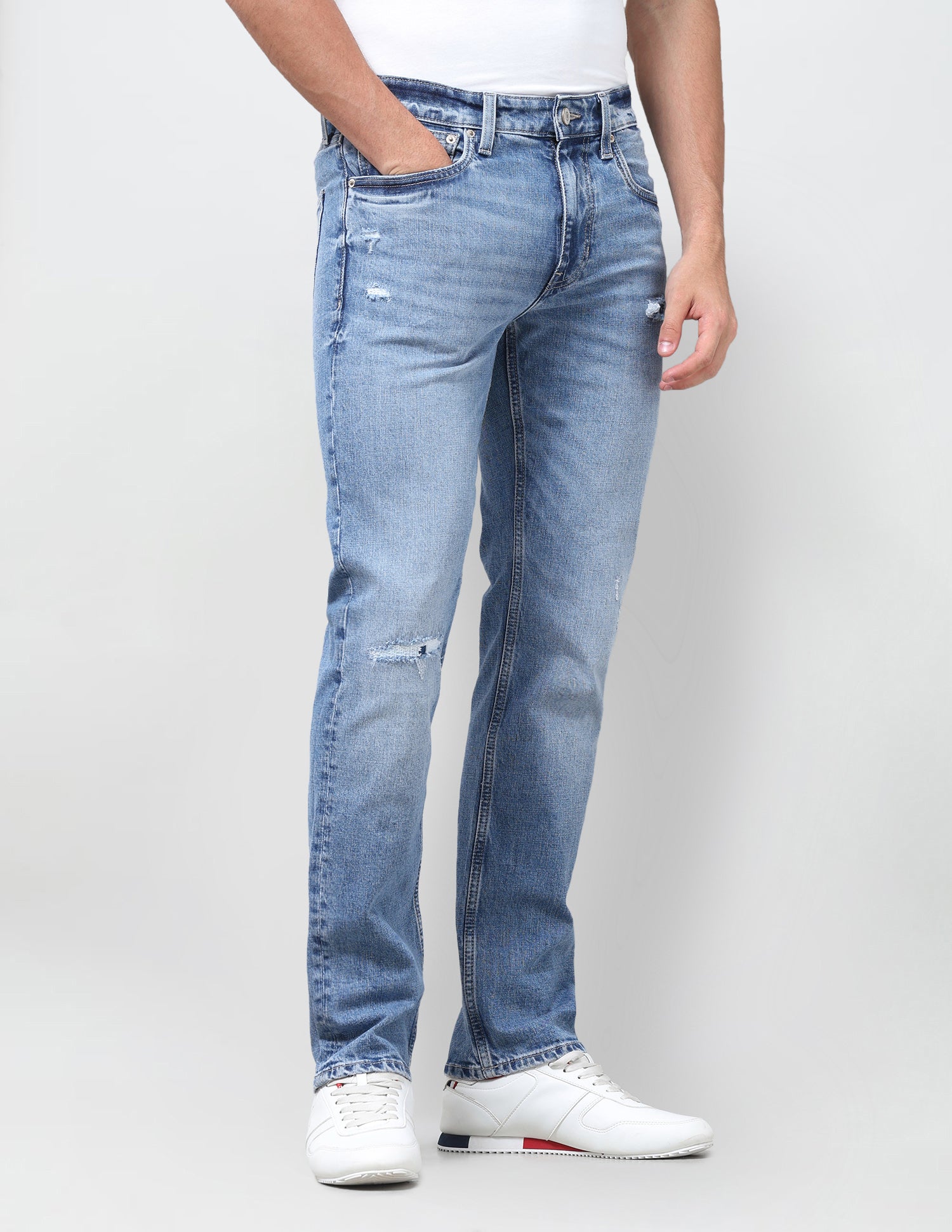 Harold Slim Straight Fit Blue Jeans Light Blue - U.S. Polo Assn. India | Large