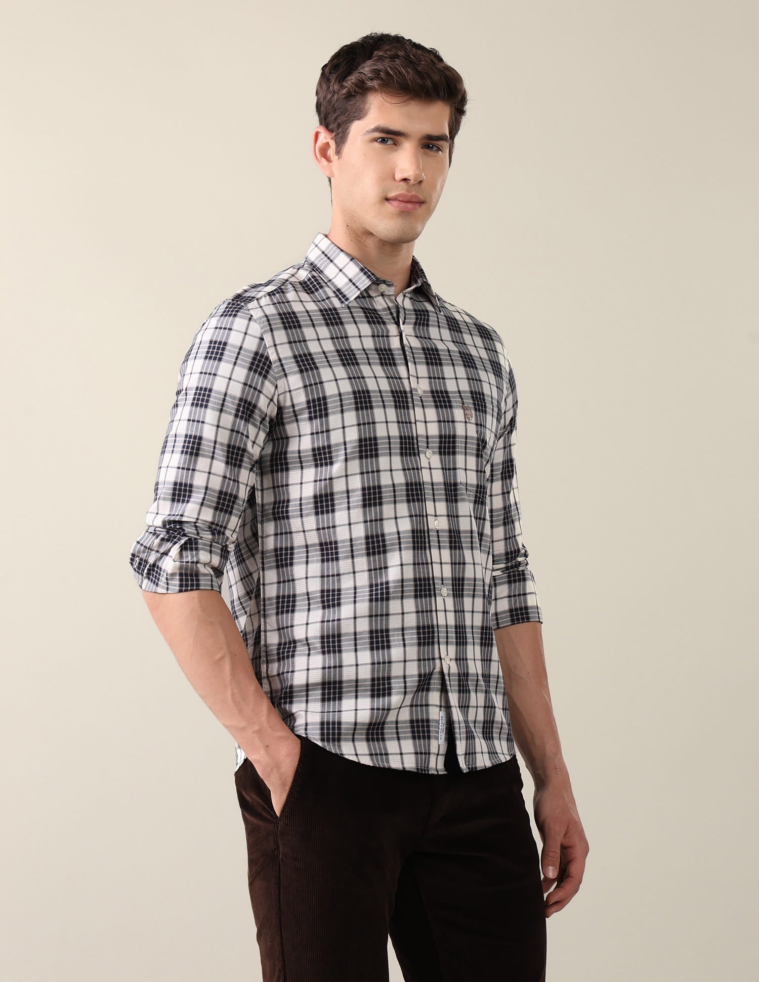 Twill Plaid Checked Shirt Blue - U.S. Polo Assn. India | Large