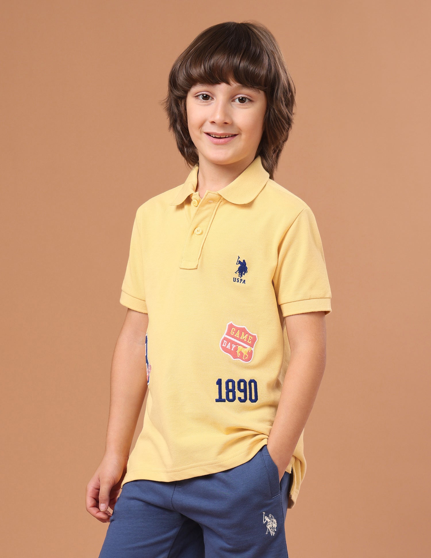 Brand Embroidered Applique Regular Fit Polo Shirt Mustard - U.S. Polo Assn. India | Large