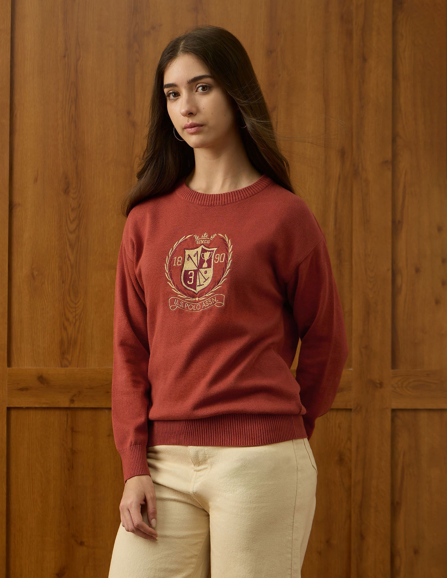 Drop Shoulder Relaxed Fit Sweater Orange - U.S. POLO ASSN. | Large