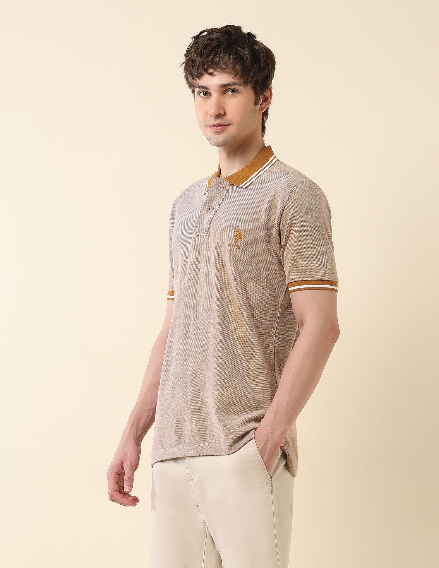 Heathered Classic Polo Shirt Mustard - U.S. POLO ASSN. | Large