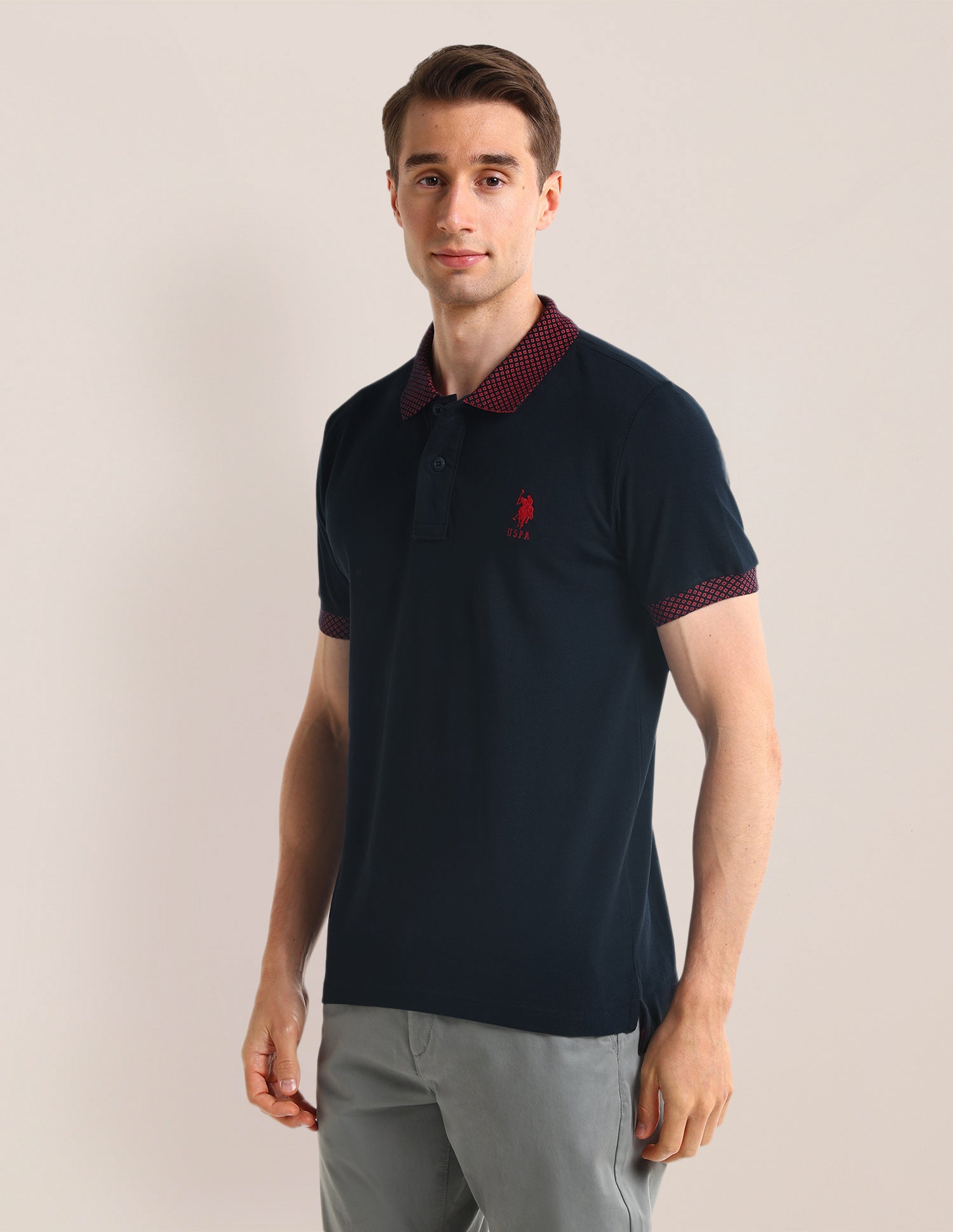 Solid Slim Fit Polo Shirt Navy - U.S. Polo Assn. India | Large