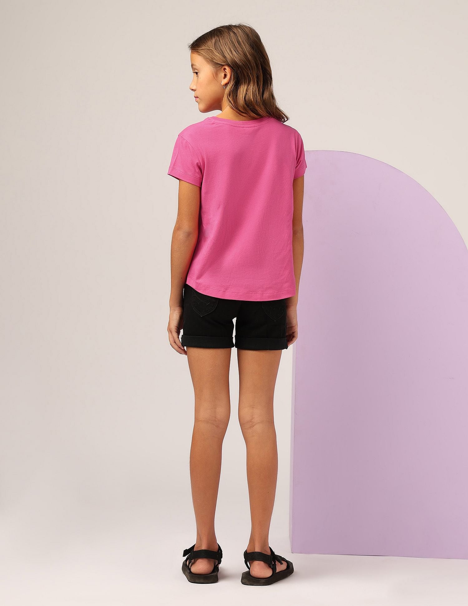 Girls Puff Print Relaxed Fit T-Shirt Dark Pink - U.S. POLO ASSN. | Large