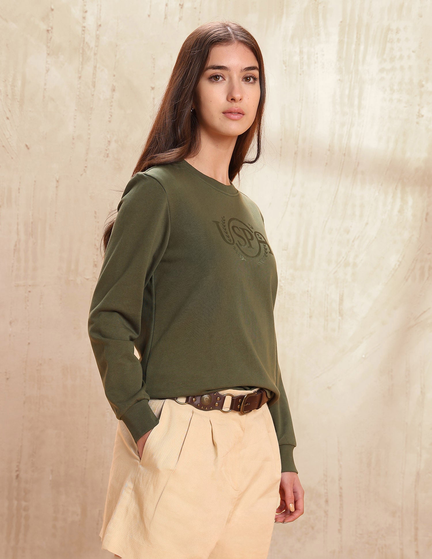 Regular Fit Brand Printed Sweatshirt Green - U.S. POLO ASSN. | Large