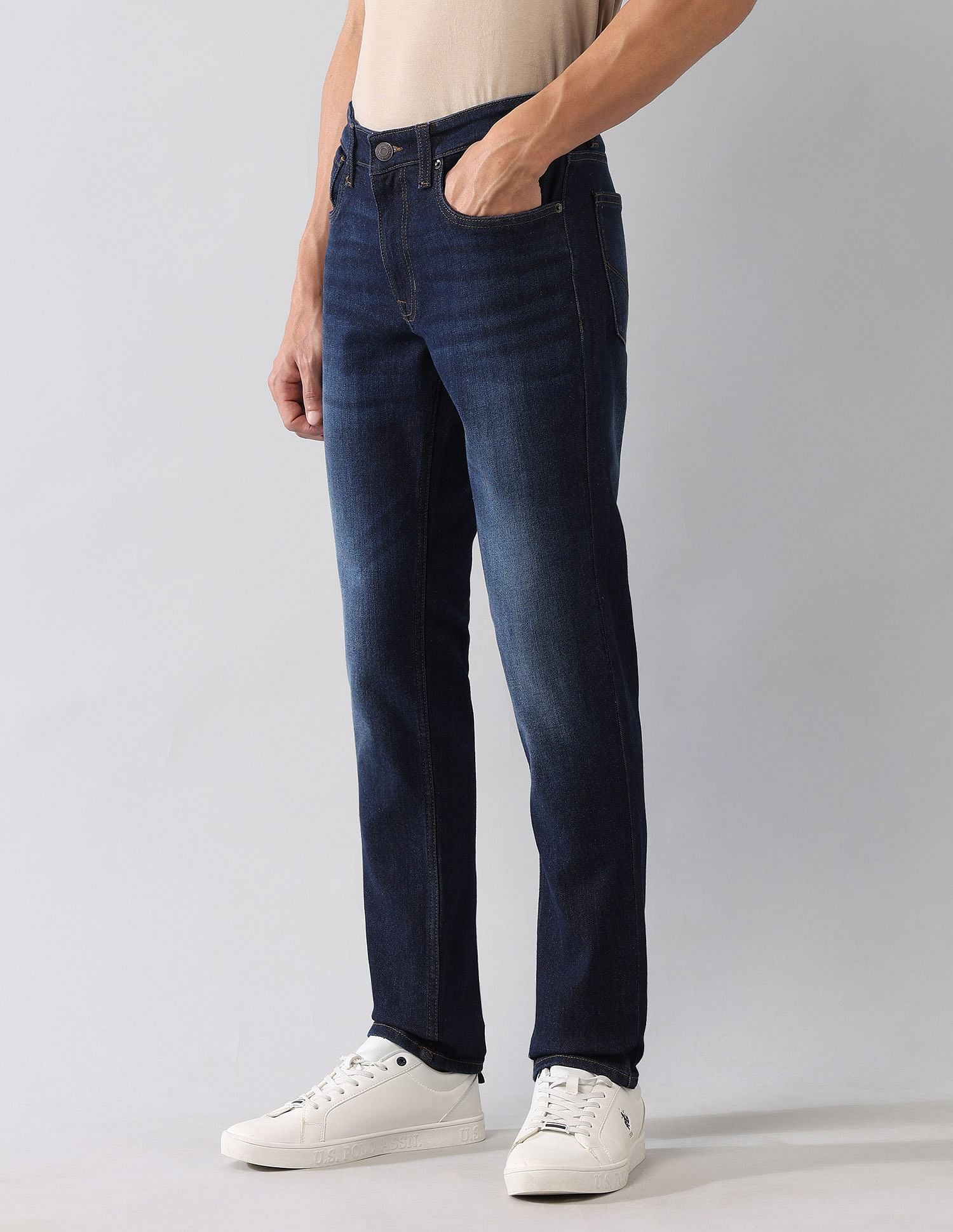 Brandon Slim Tapered Fit Blue Jeans Blue - U.S. POLO ASSN. | Large