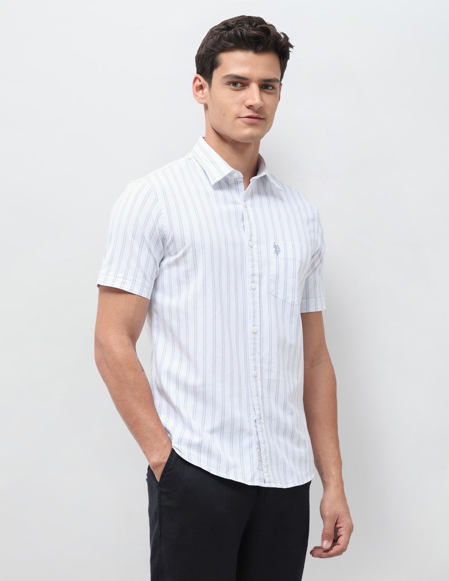 Vertical Striped Oxford Shirt Blue - U.S. Polo Assn. India | Large
