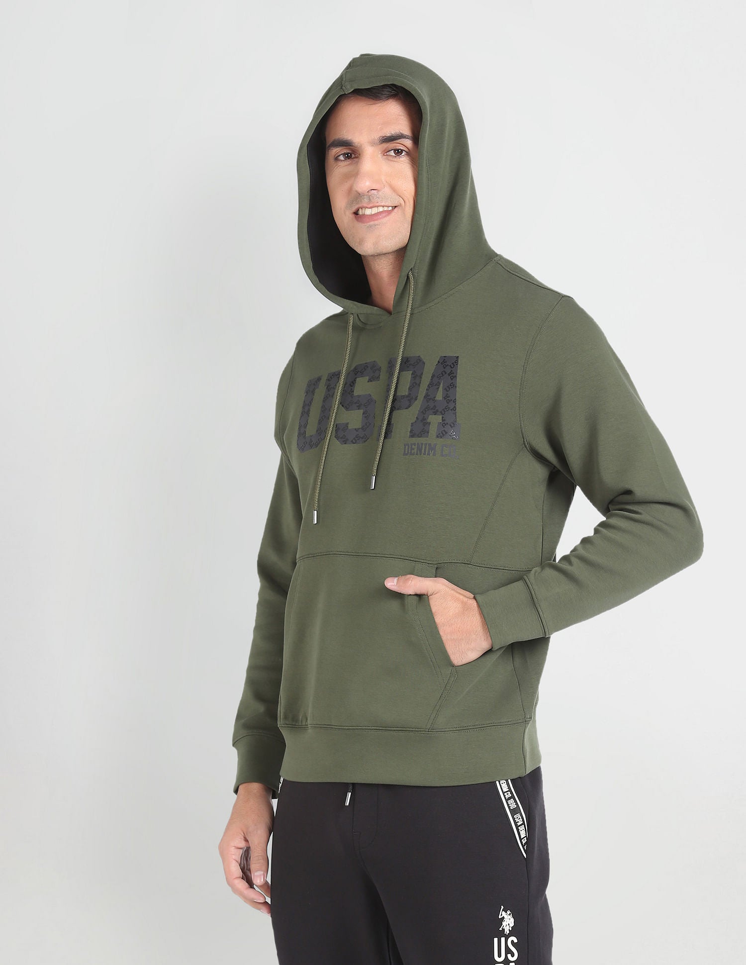 Brand Print Hooded Sweatshirt Olive - U.S. POLO ASSN. | Large