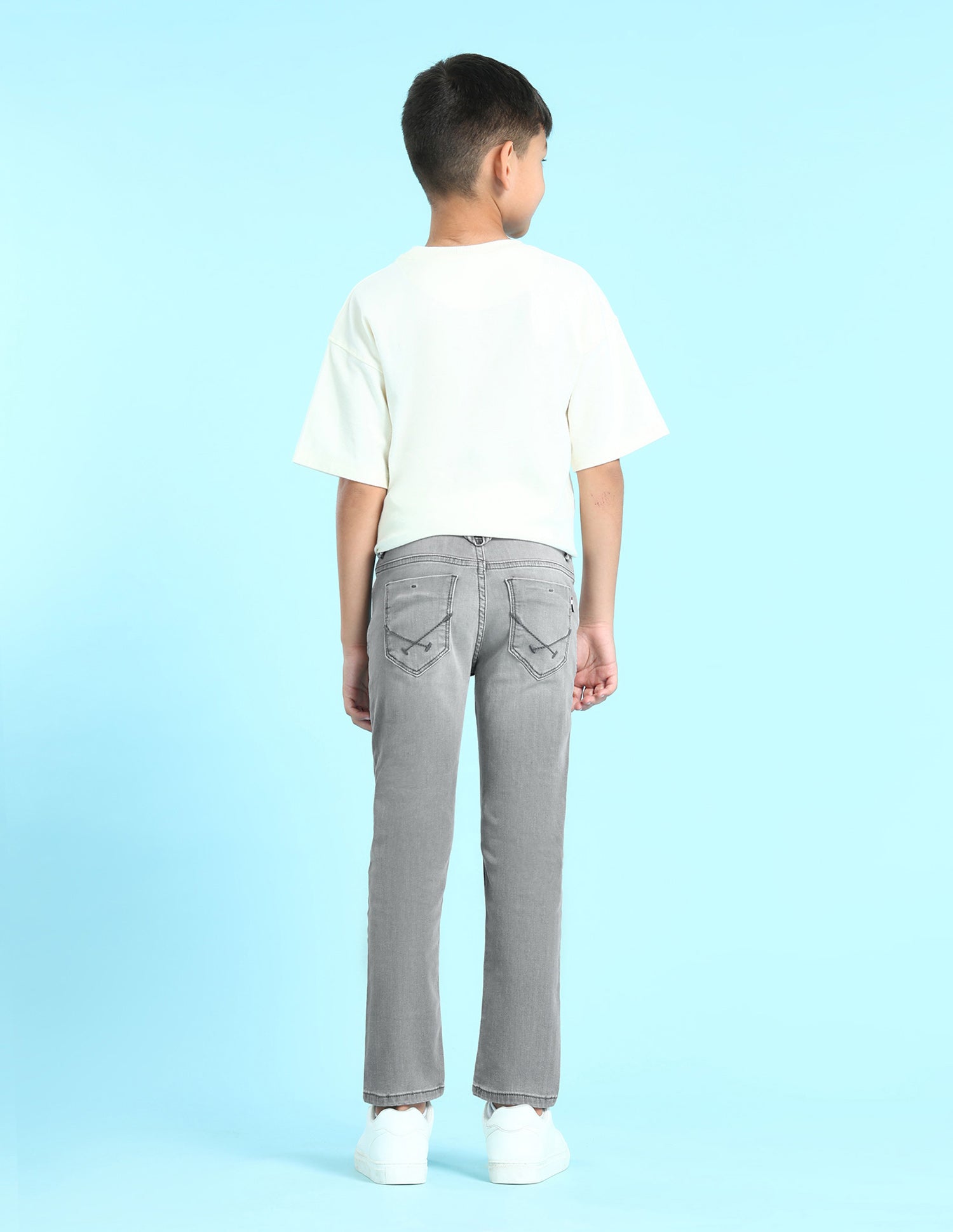 Boys Grey Mid Rise Stone wash Jeans Grey - U.S. POLO ASSN. | Large