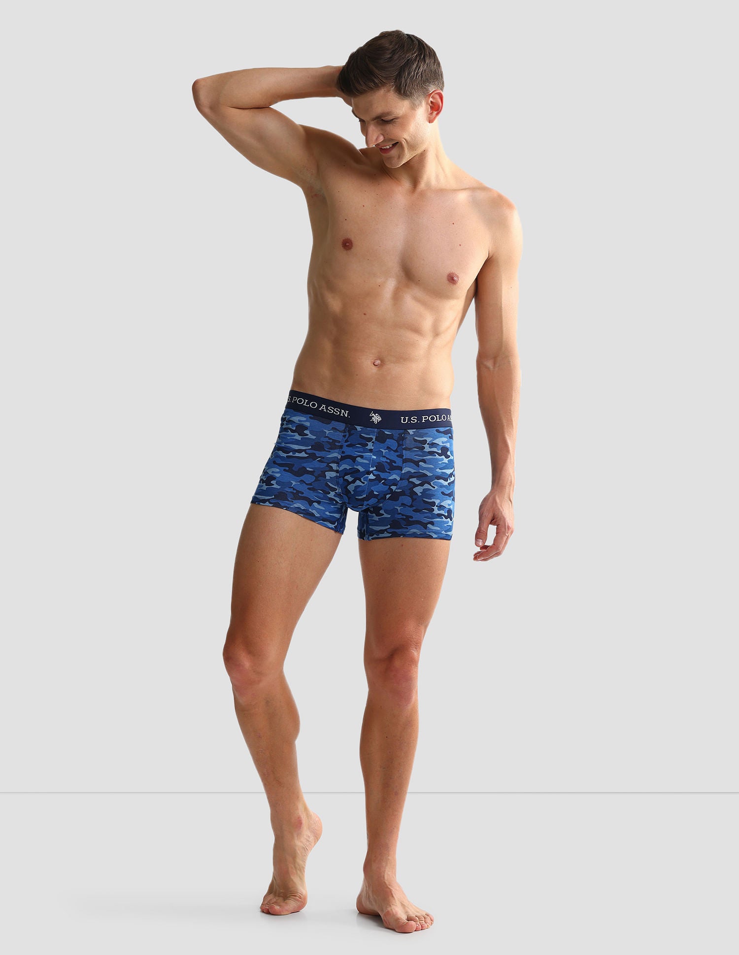 Elastic Waistband Ribbed Solid OET10 Trunks - Pack Of 2 Camo Navy and Navy - U.S. POLO ASSN. | Large