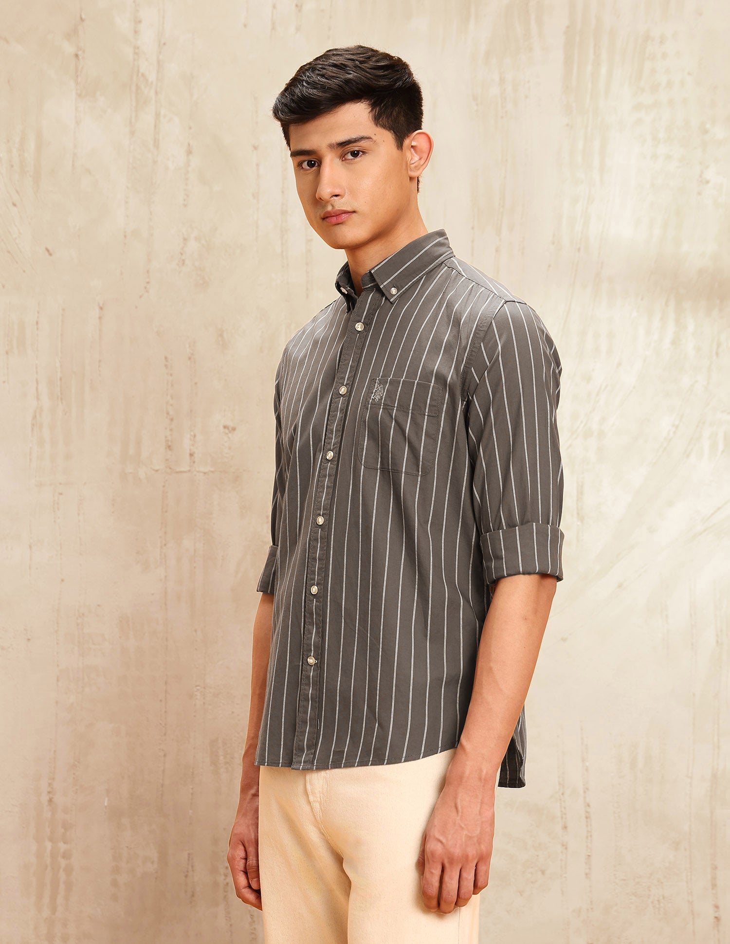 Vertical Striped Regular Fit Shirt Choco - U.S. POLO ASSN. | Large