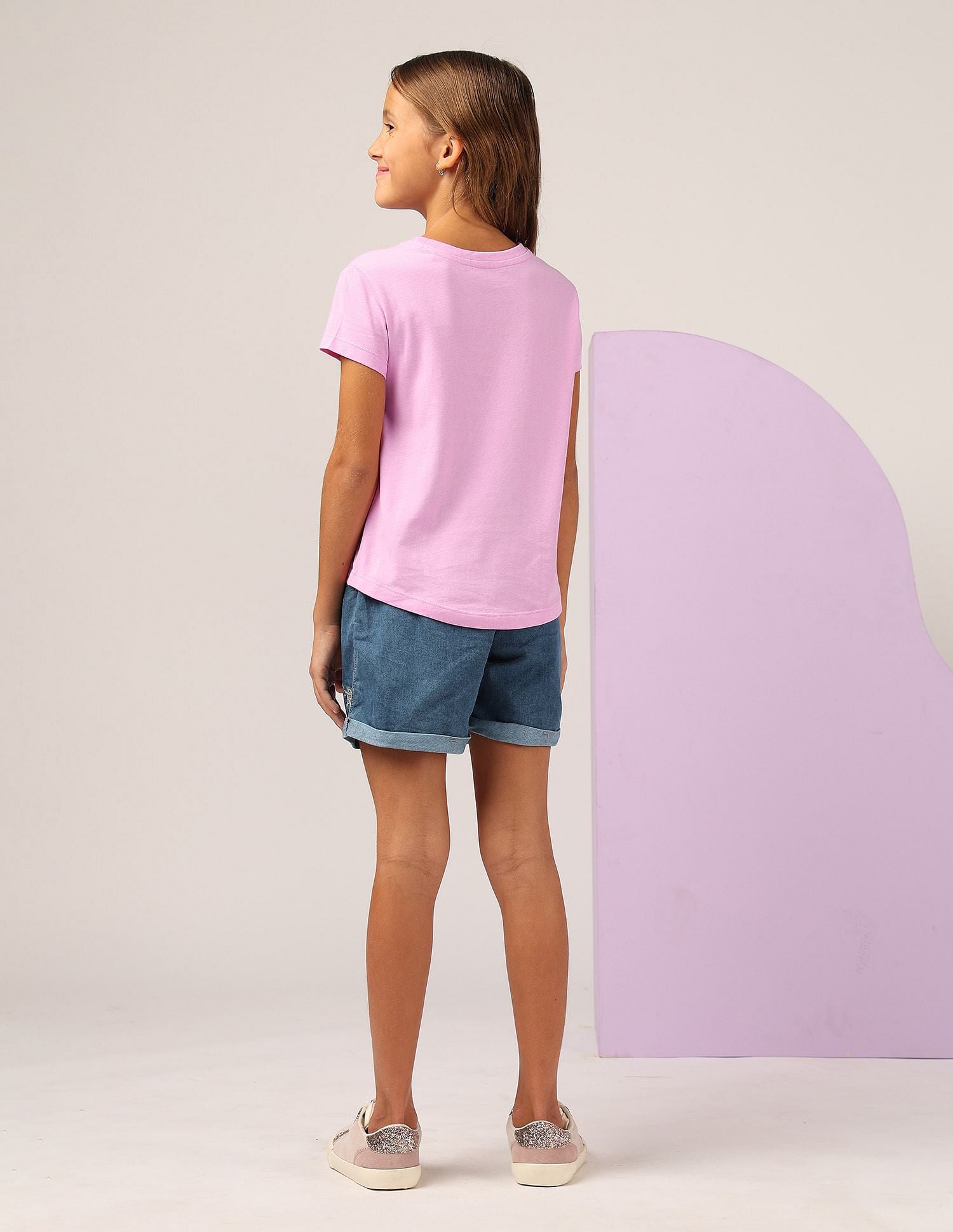 Girls Puff Print Relaxed Fit T-Shirt Pink - U.S. POLO ASSN. | Large