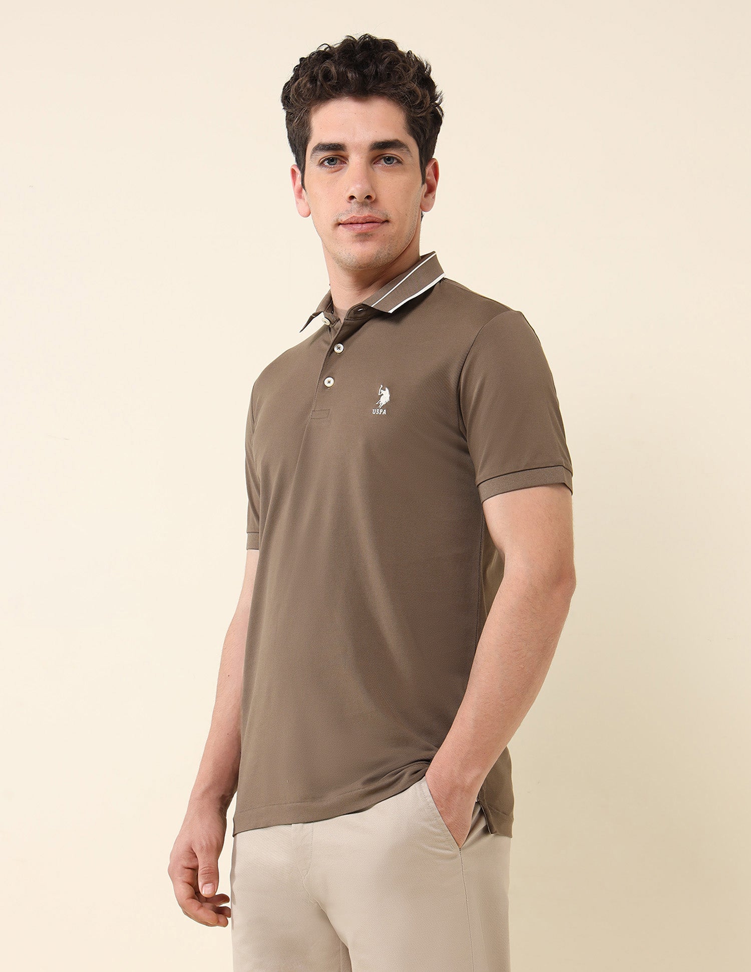 Solid Gentleman's Club Polo Shirt Khaki - U.S. POLO ASSN. | Large