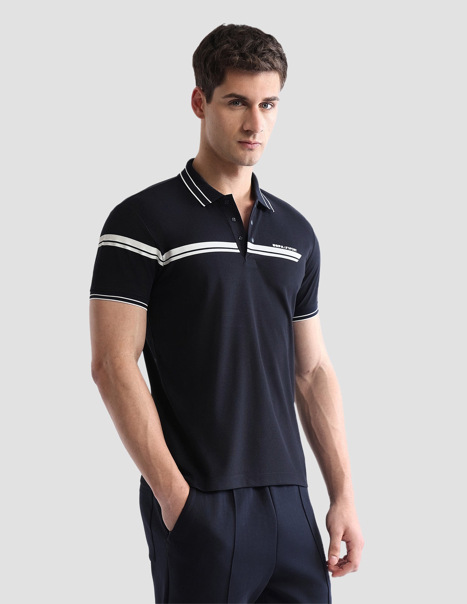 Solid Regular Fit Active Polo Shirt Navy - U.S. POLO ASSN. | Large