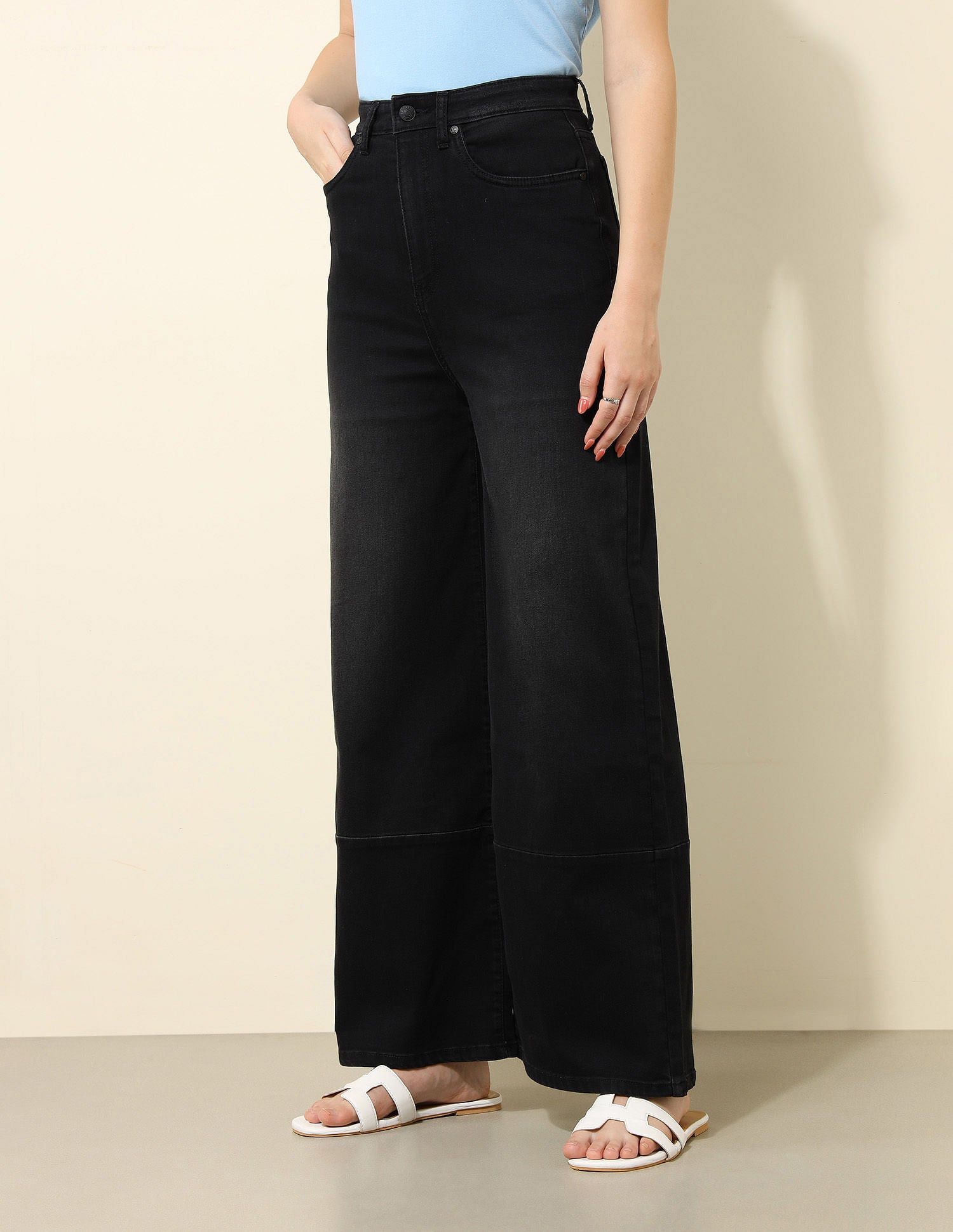 High Rise Wide Leg Jeans Charcoal Grey - U.S. POLO ASSN. | Large