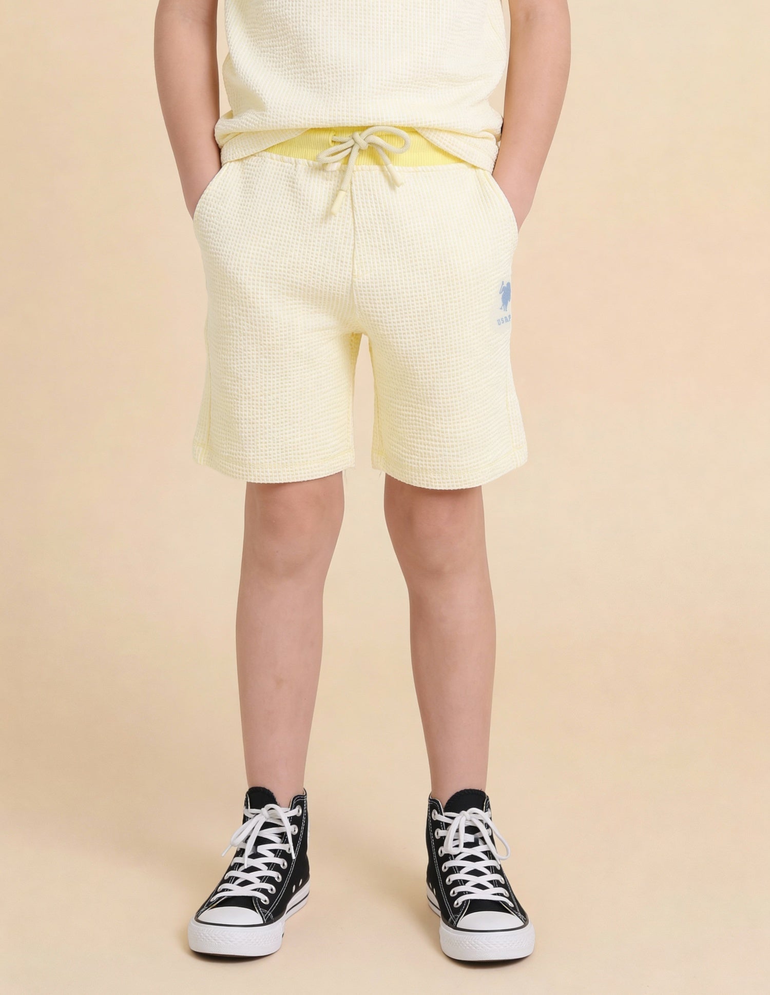 Boys Mid Rise Regular Fit Shorts Light Yellow - U.S. Polo Assn. India | Large