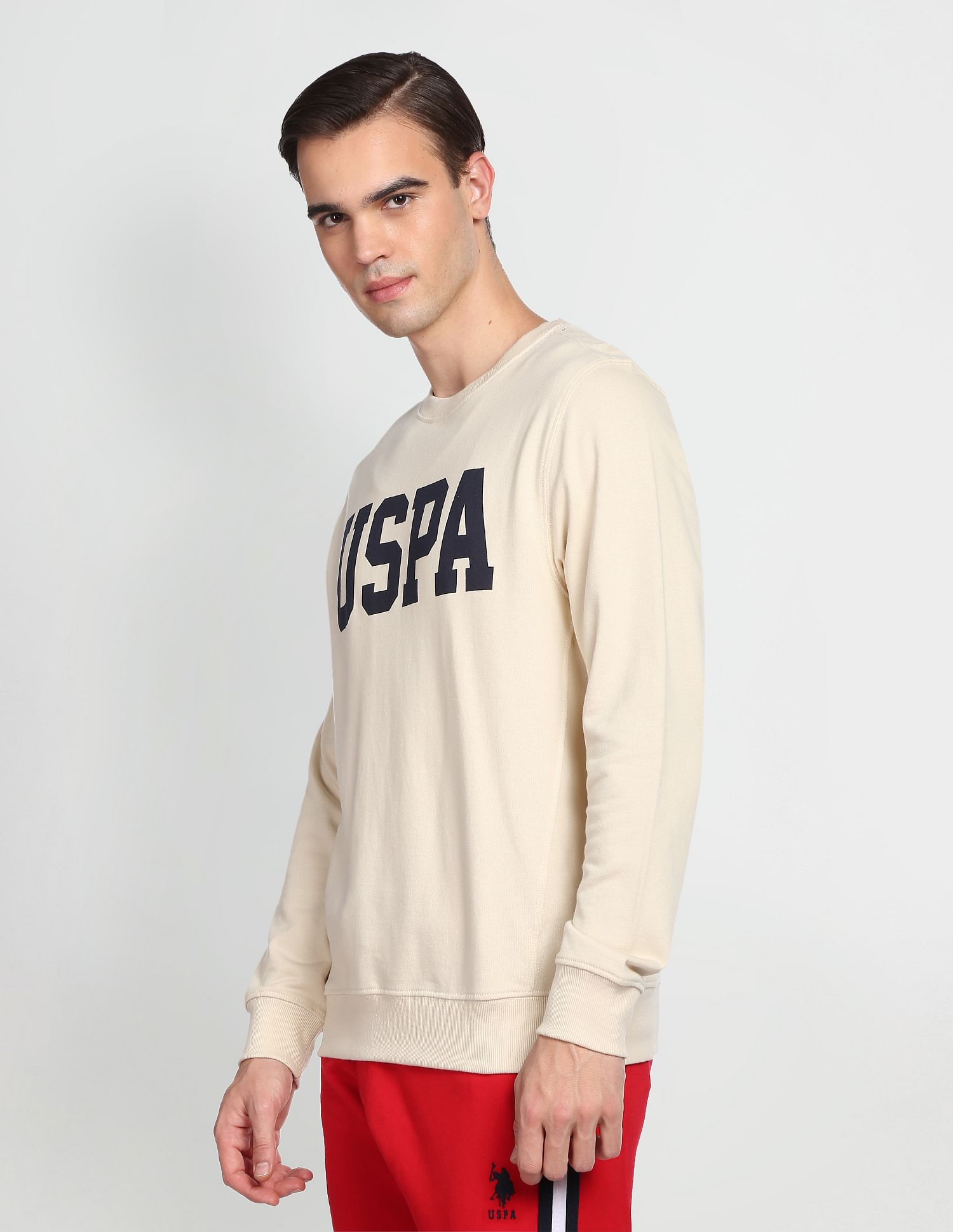 Collegiate Terry Sweatshirt Beige - U.S. POLO ASSN. | Large