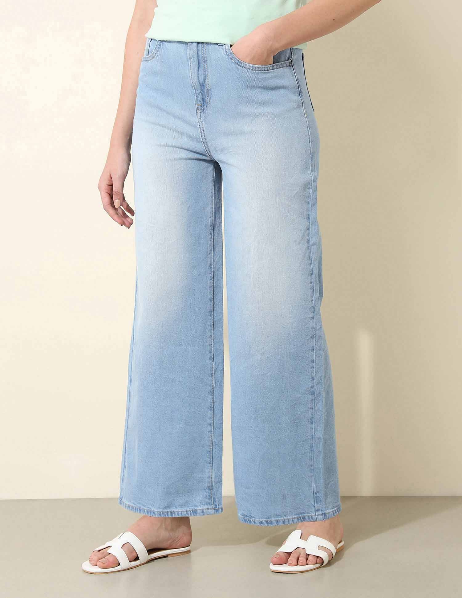 High Rise Wide Leg Comfort Stretch Jeans Light Blue - U.S. Polo Assn. India | Large