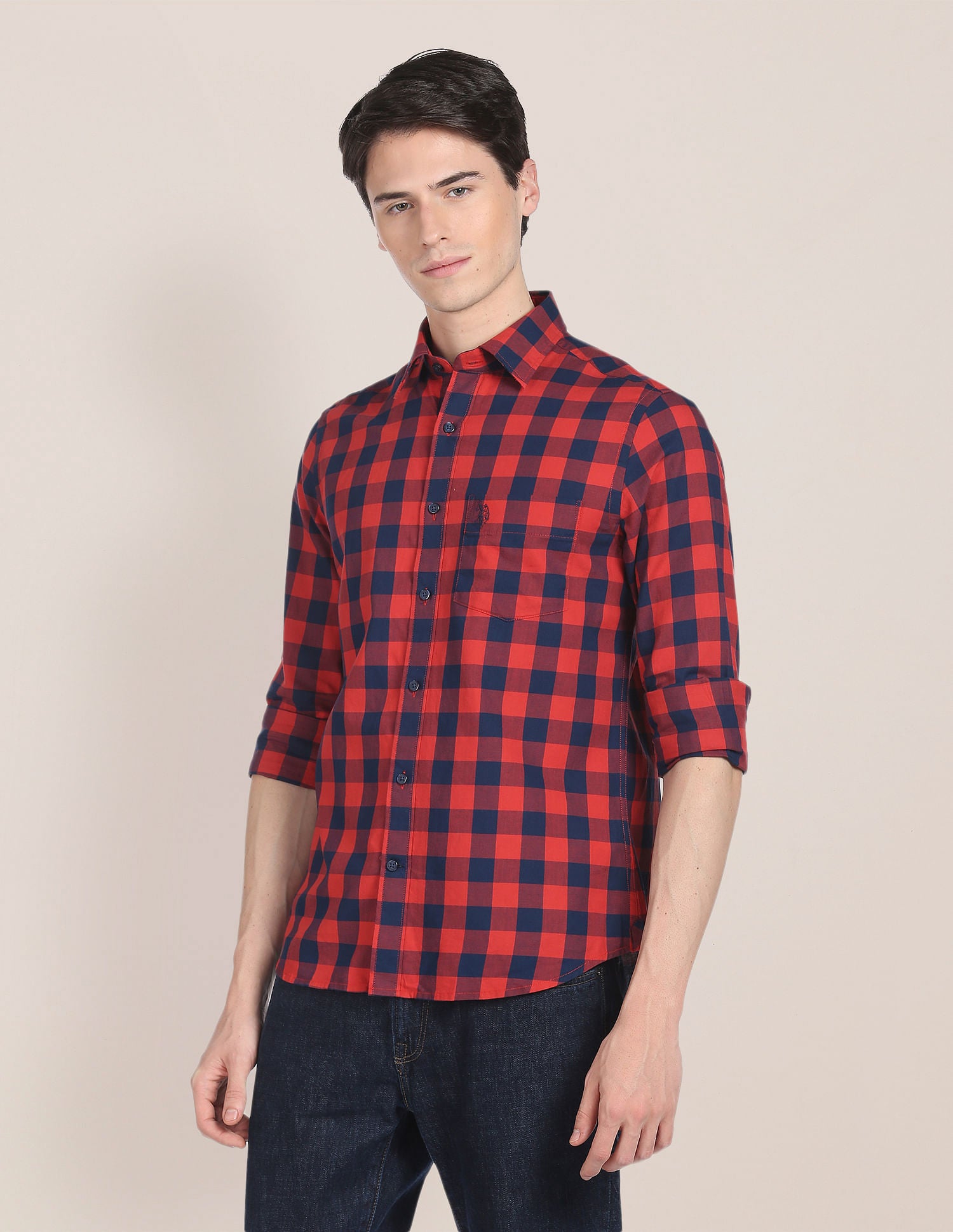 Regular Fit Buffalo Check Casual Shirt Red - U.S. Polo Assn. India | Large