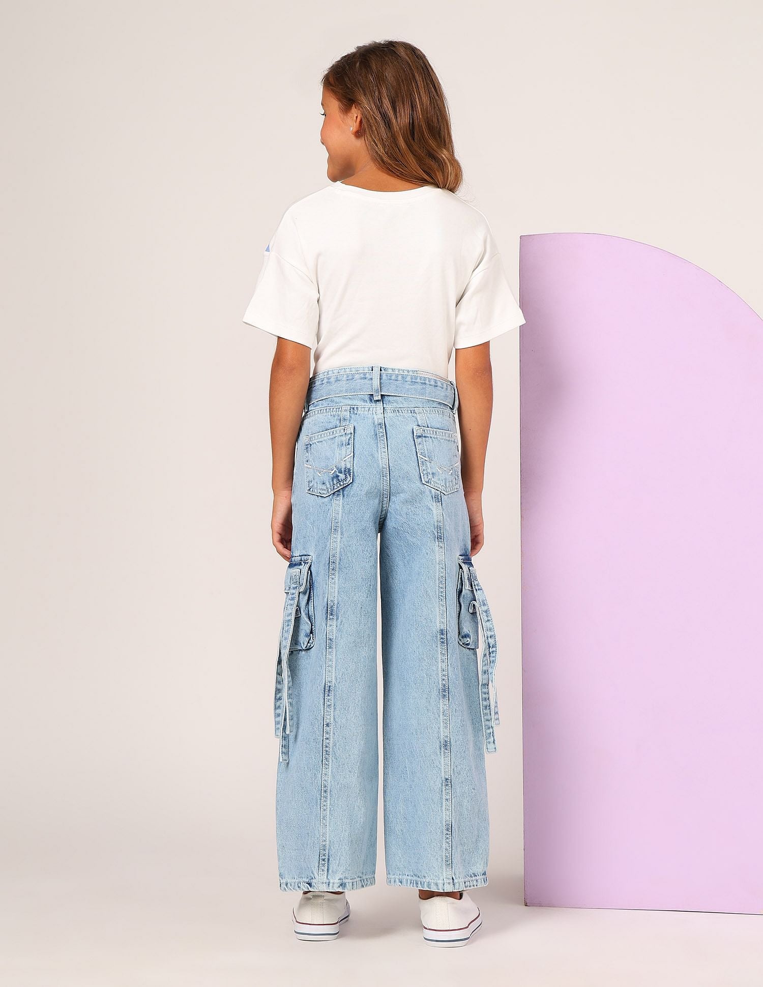 Girls Wide Leg Fit Cargo Jeans Navy - U.S. POLO ASSN. | Large