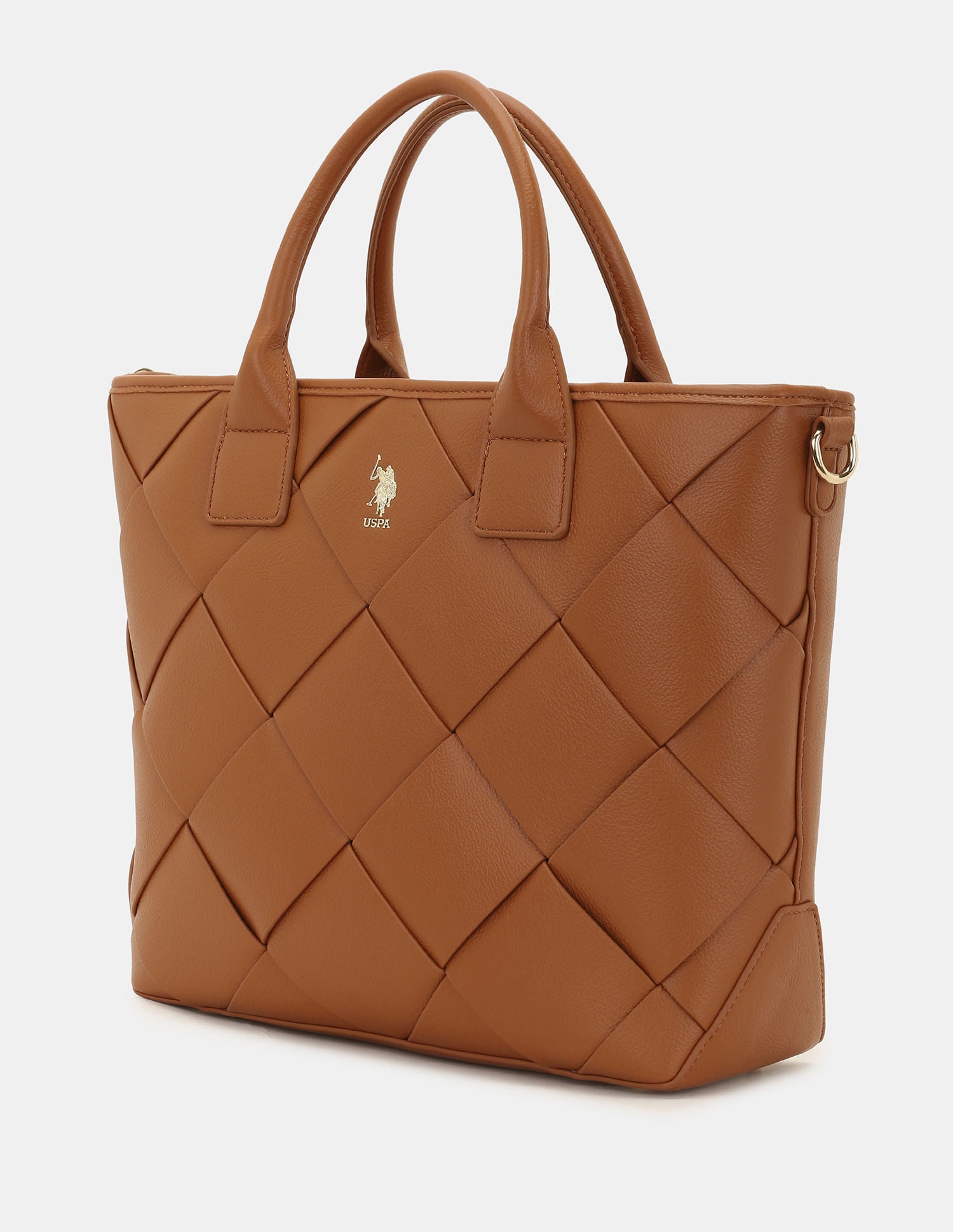 Women Bayla Textured Tote Bag with Detachable Sling Tan - U.S. POLO ASSN. | Large