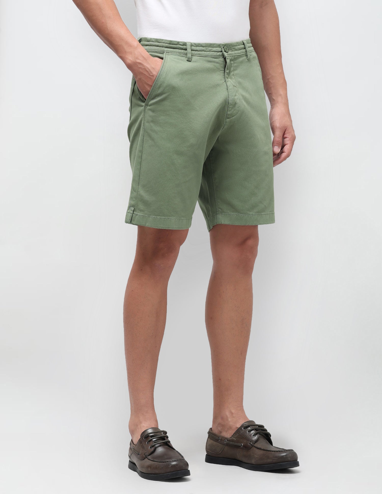 Slim Fit Solid Shorts Dark Olive - U.S. Polo Assn. India | Large