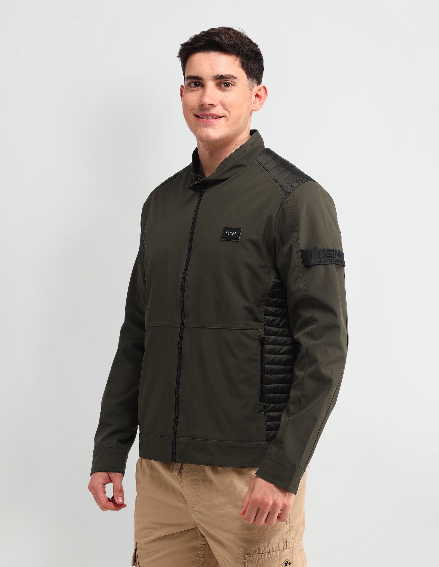 Colour Blocked Regular Fit Jacket Olive - U.S. POLO ASSN. | Large