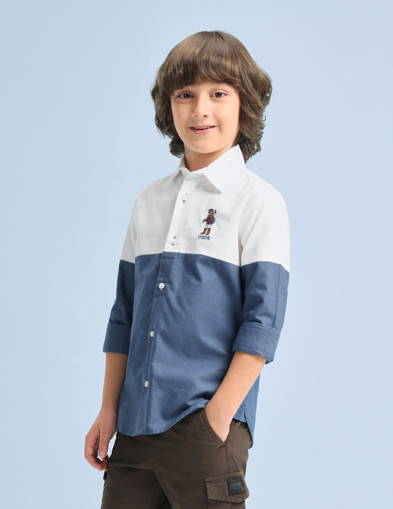 Colourblocked Oxford Shirt Light Blue - U.S. Polo Assn. India | Large