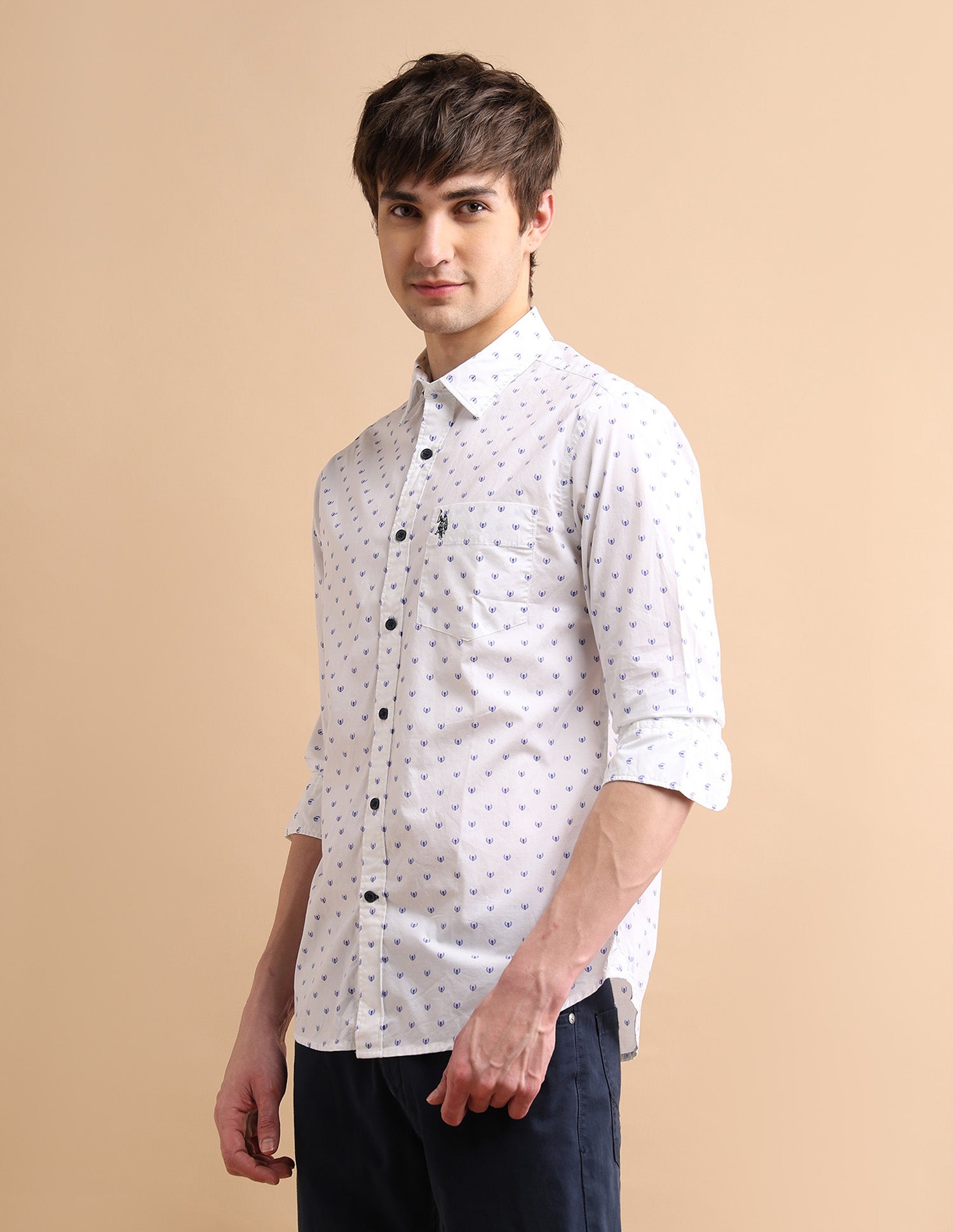 Crest Print Shirt White - U.S. POLO ASSN. | Large